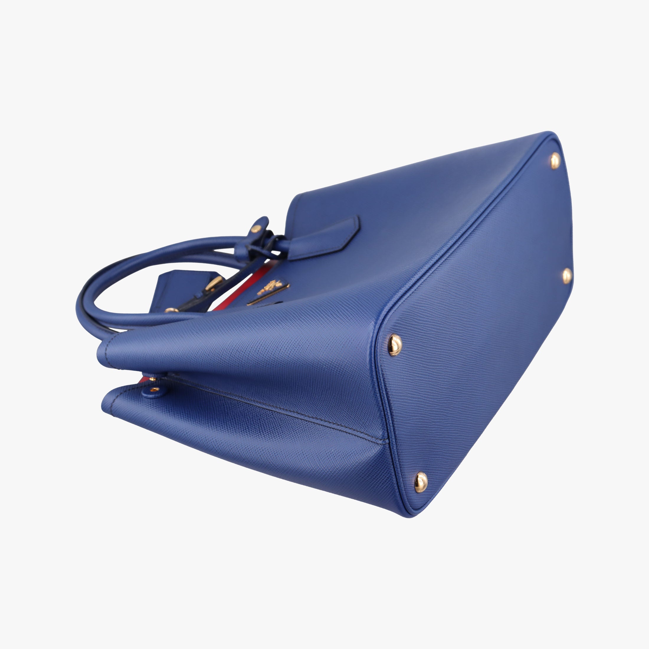 Pre-owned Prada Double Cuir Blue SAFFIANO Leather B2756T handbag | stylenewstar