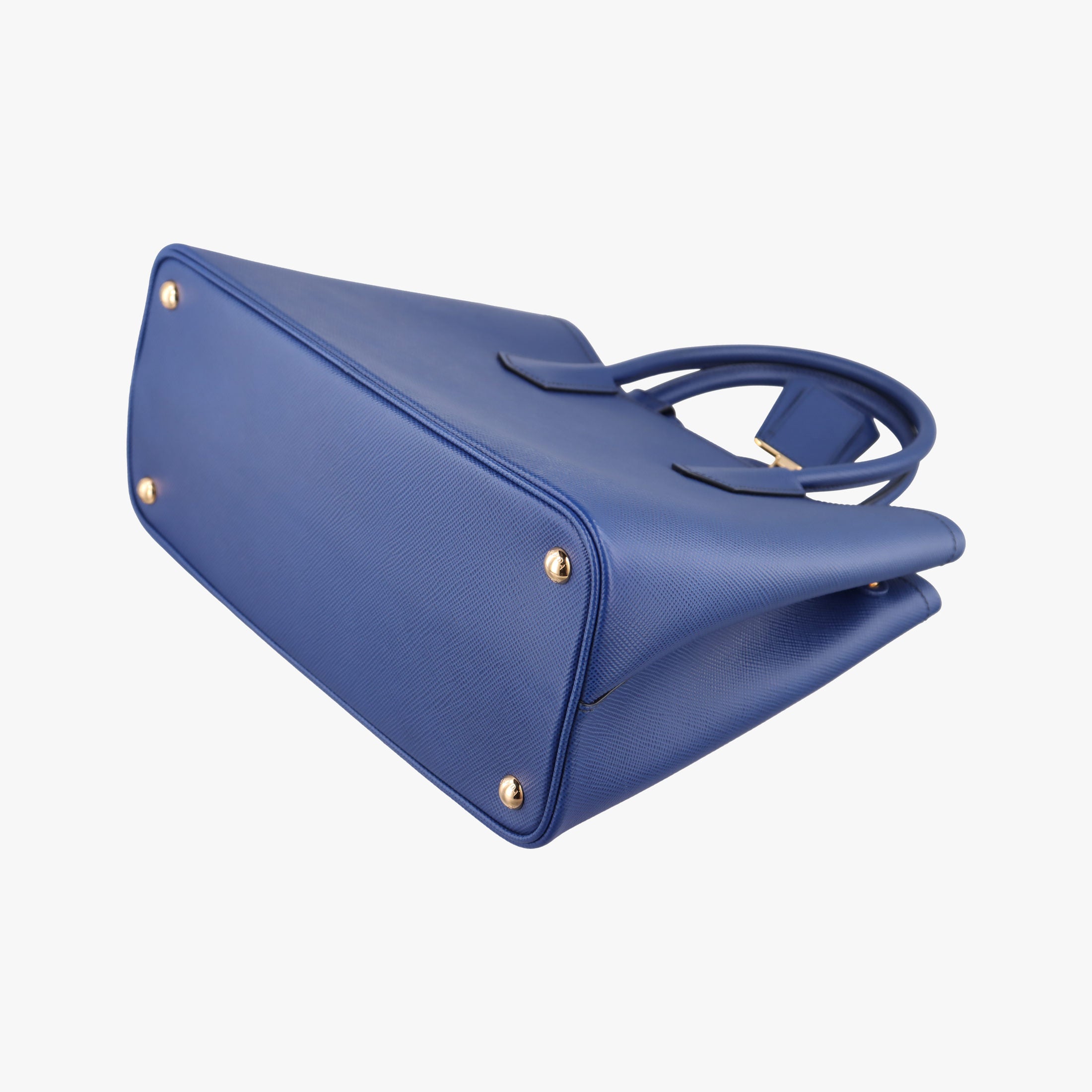 Pre-owned Prada Double Cuir Blue SAFFIANO Leather B2756T handbag | stylenewstar