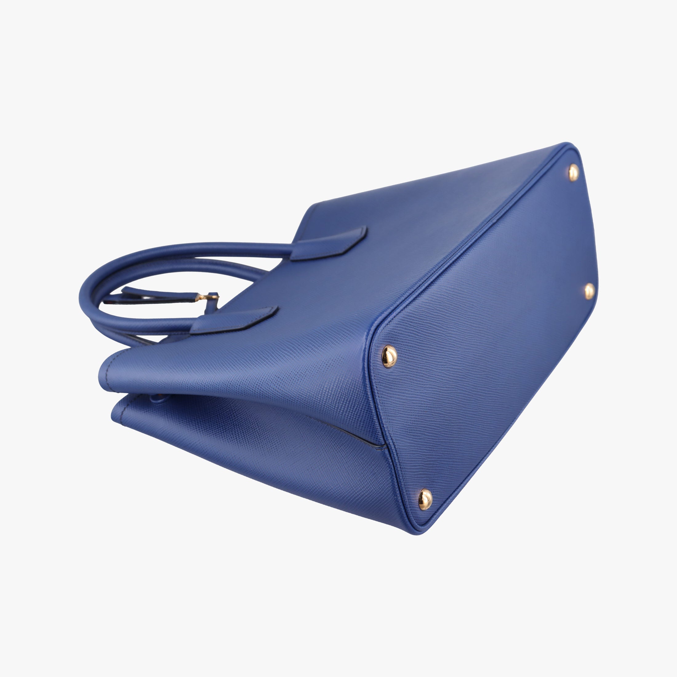 Pre-owned Prada Double Cuir Blue SAFFIANO Leather B2756T handbag | stylenewstar