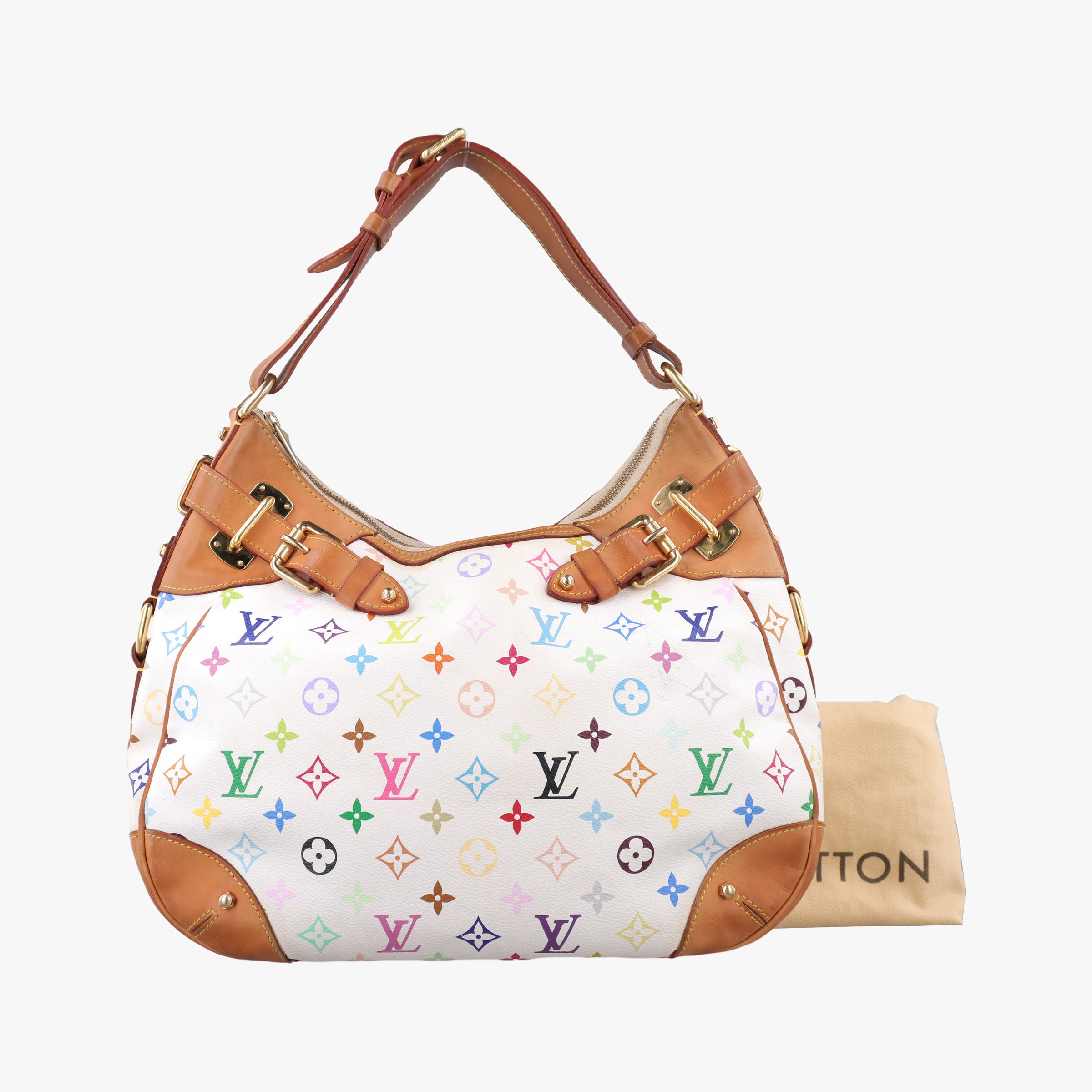 Pre-owned Louis Vuitton GRETA white Monogram Multicolor M40195 shoulderbag | stylenewstar