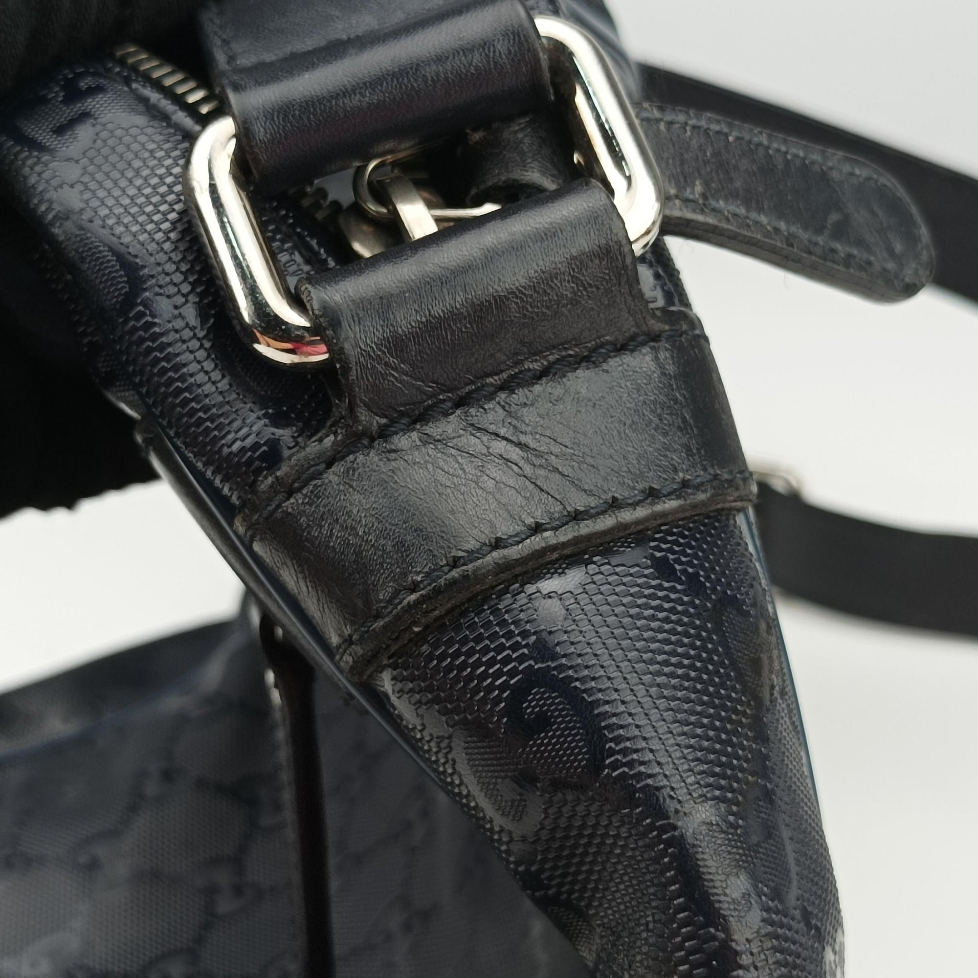 Pre-owned Gucci GG Imprime Messenger Navy PVC coated canvas×Leather 201448 shoulderbag | stylenewstar