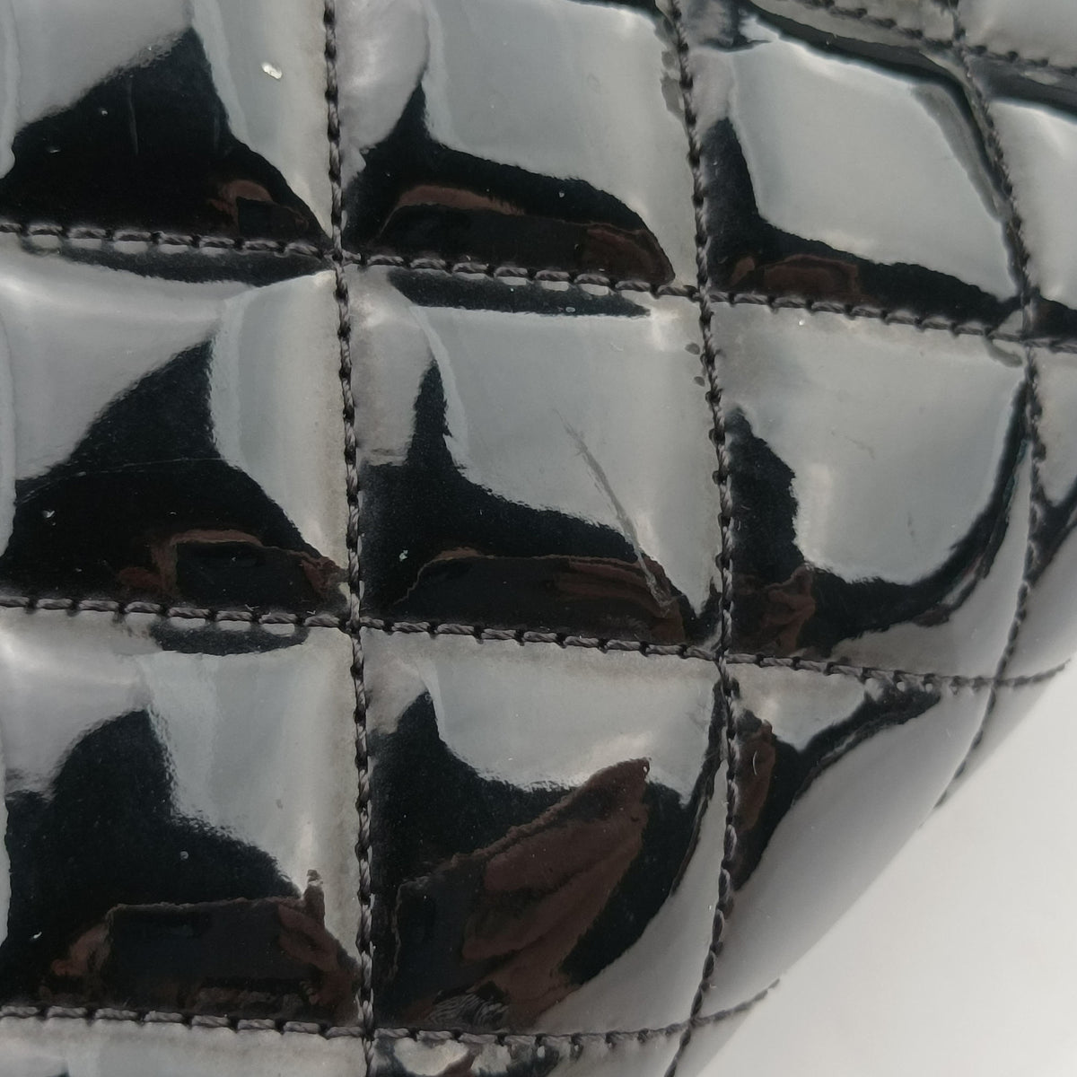 Pre-owned Chanel Mademoiselle Bowling Black Patent leather A50558 shoulderbag | stylenewstar