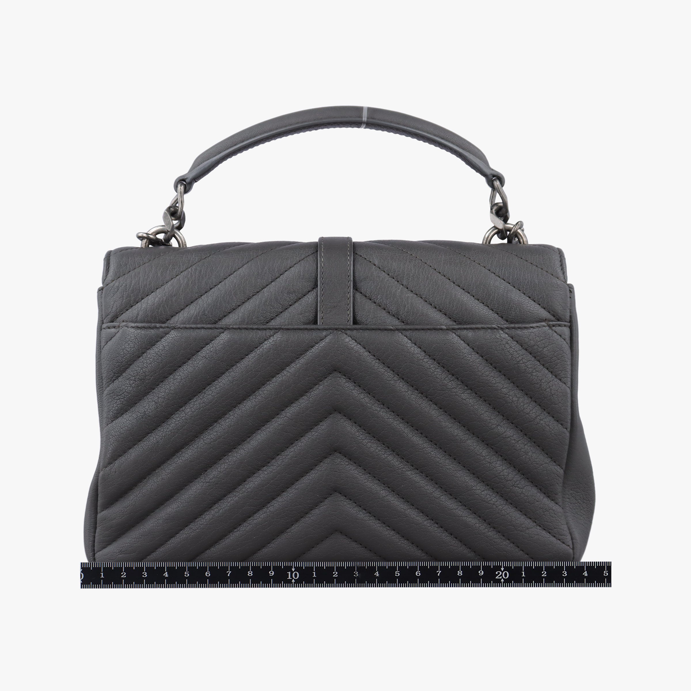 Pre-owned Yves Saint Laurent COLLEGE Grey Leather 487213 shoulderbag | stylenewstar
