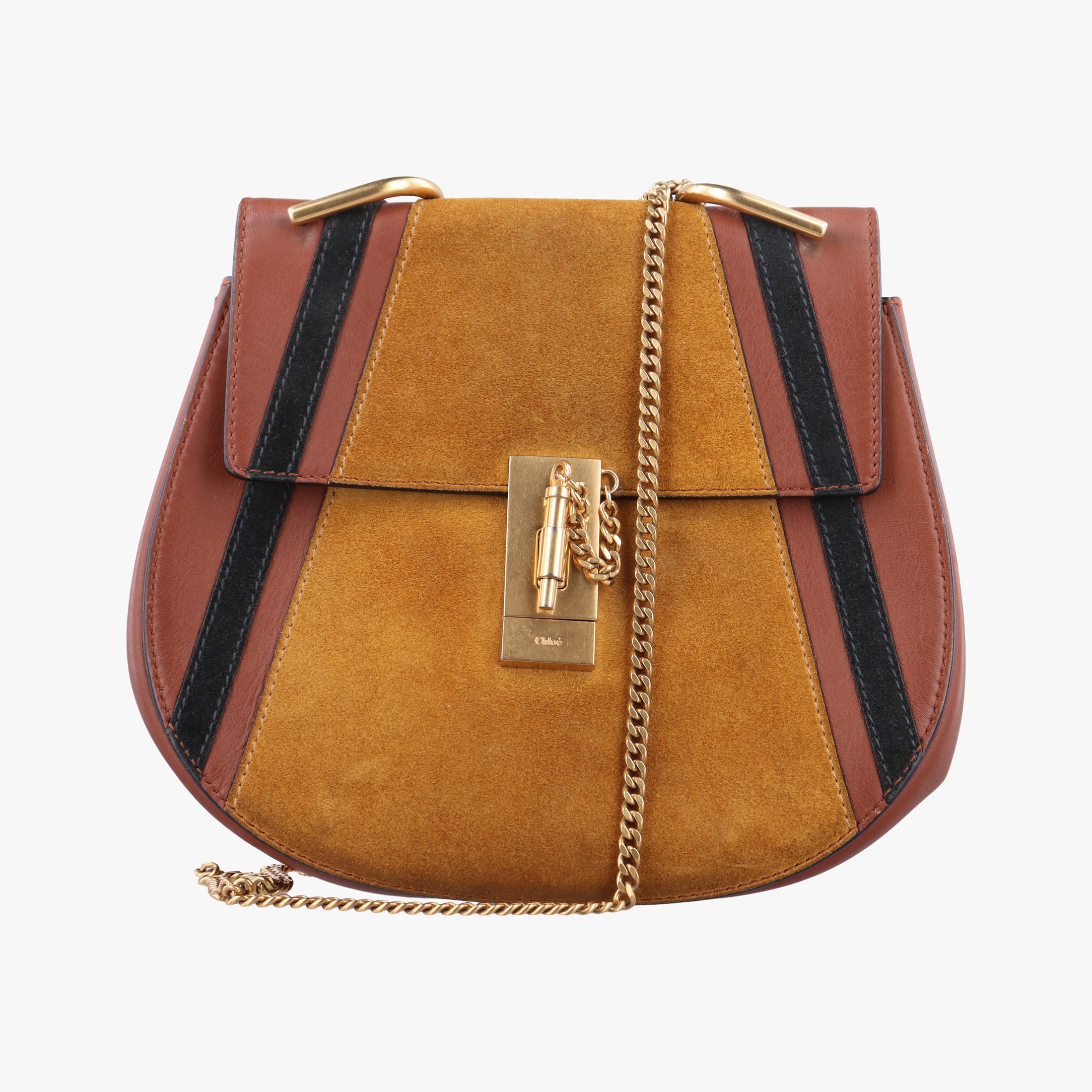 Vintage Chloe DREW Orange × Brown × Black Leather×suede  shoulderbag | stylenewstar