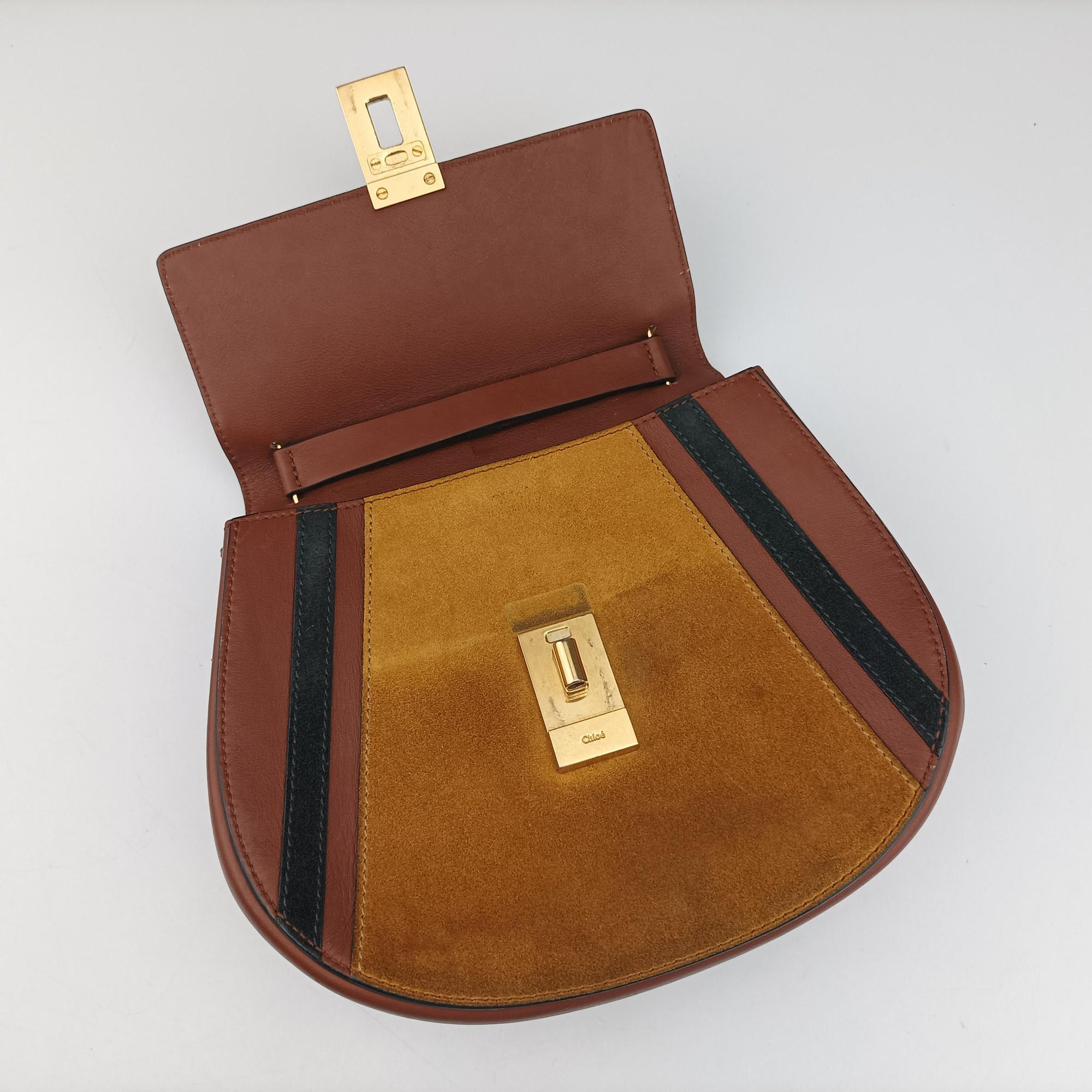 Vintage Chloe DREW Orange × Brown × Black Leather×suede  shoulderbag | stylenewstar