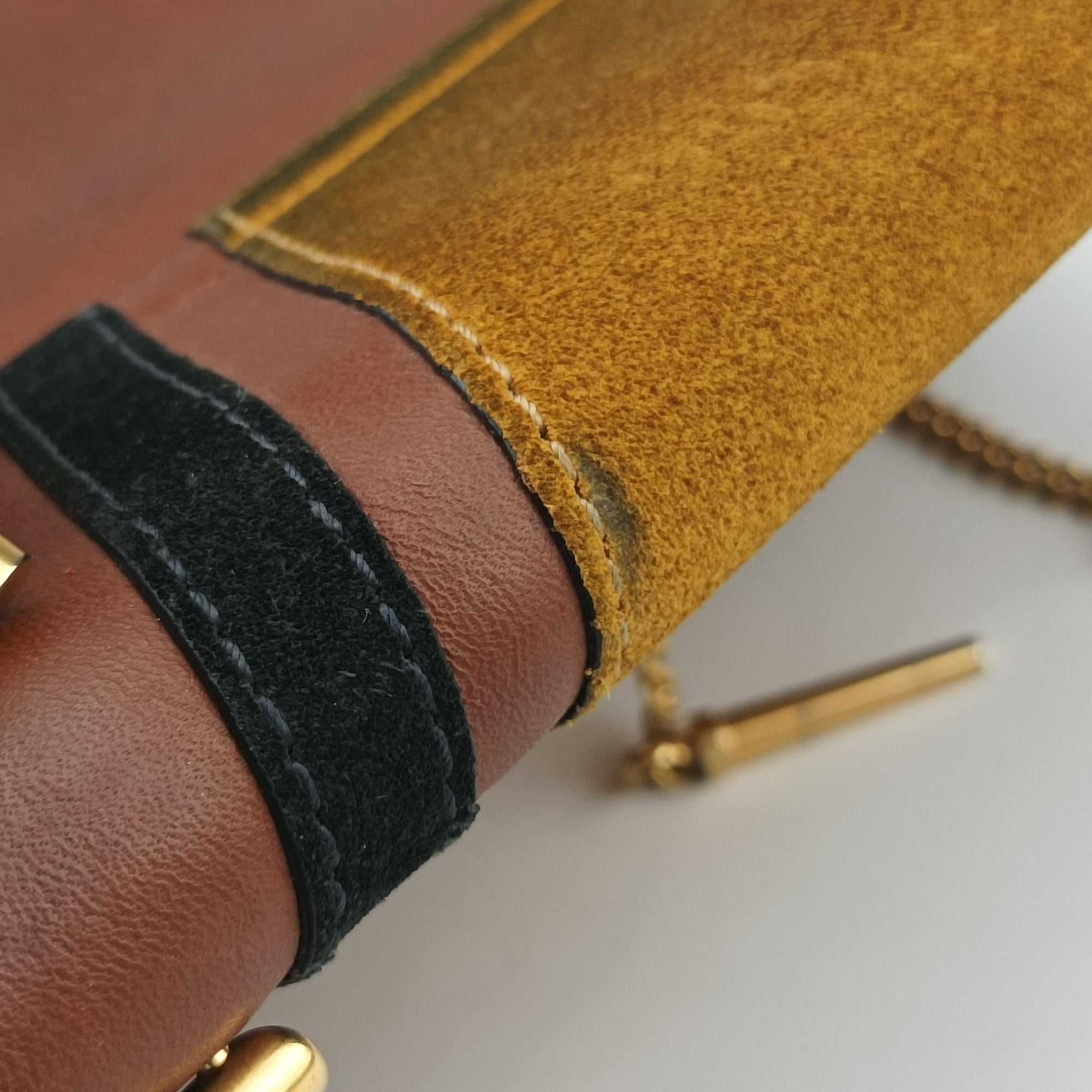Vintage Chloe DREW Orange × Brown × Black Leather×suede  shoulderbag | stylenewstar