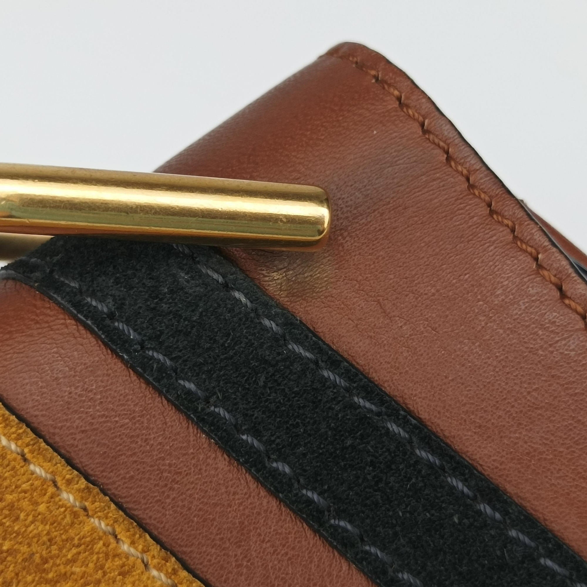 Vintage Chloe DREW Orange × Brown × Black Leather×suede  shoulderbag | stylenewstar