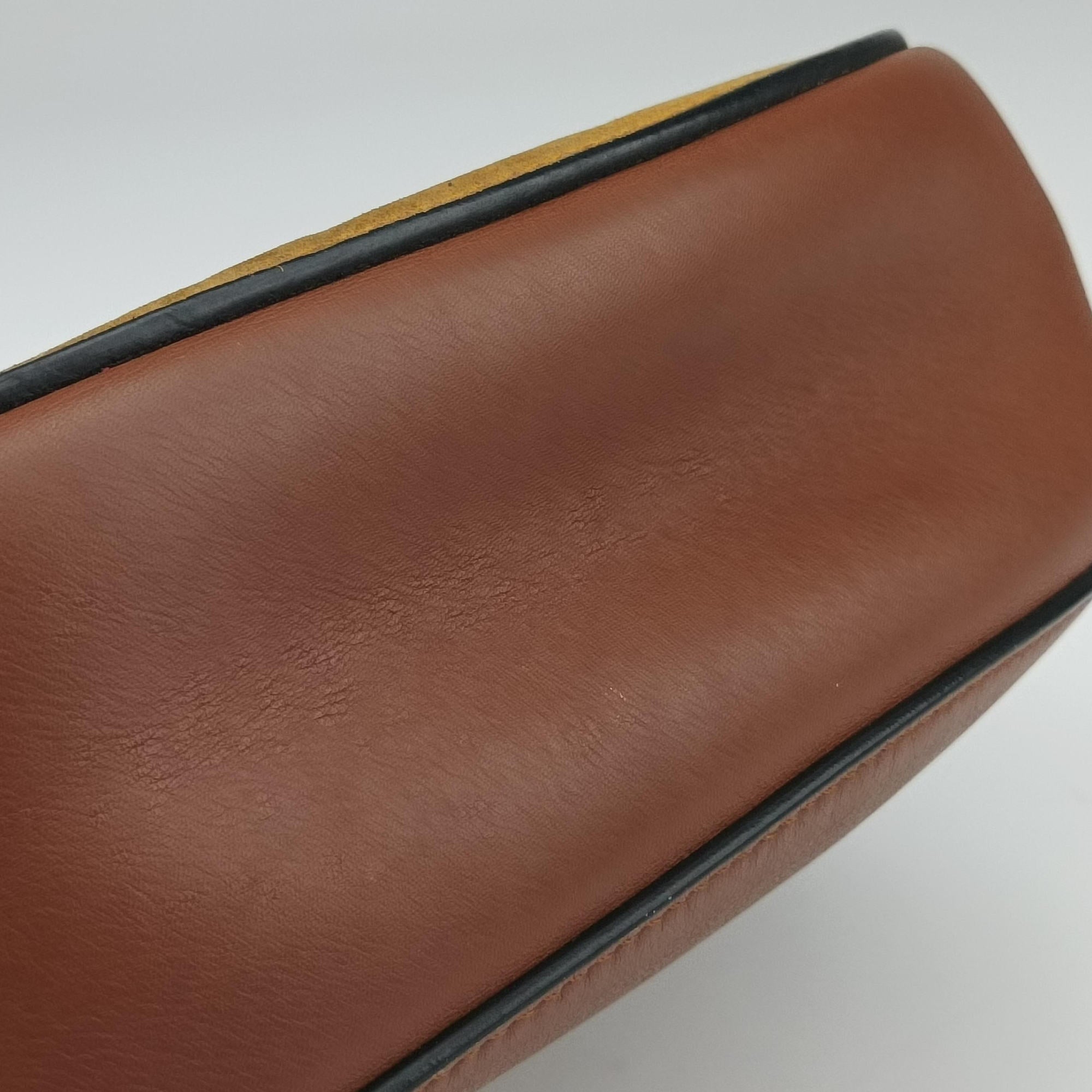 Vintage Chloe DREW Orange × Brown × Black Leather×suede  shoulderbag | stylenewstar