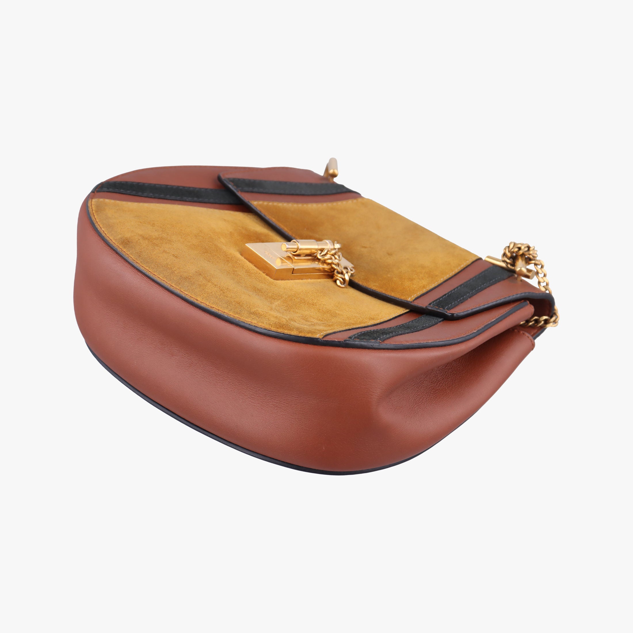 Vintage Chloe DREW Orange × Brown × Black Leather×suede  shoulderbag | stylenewstar