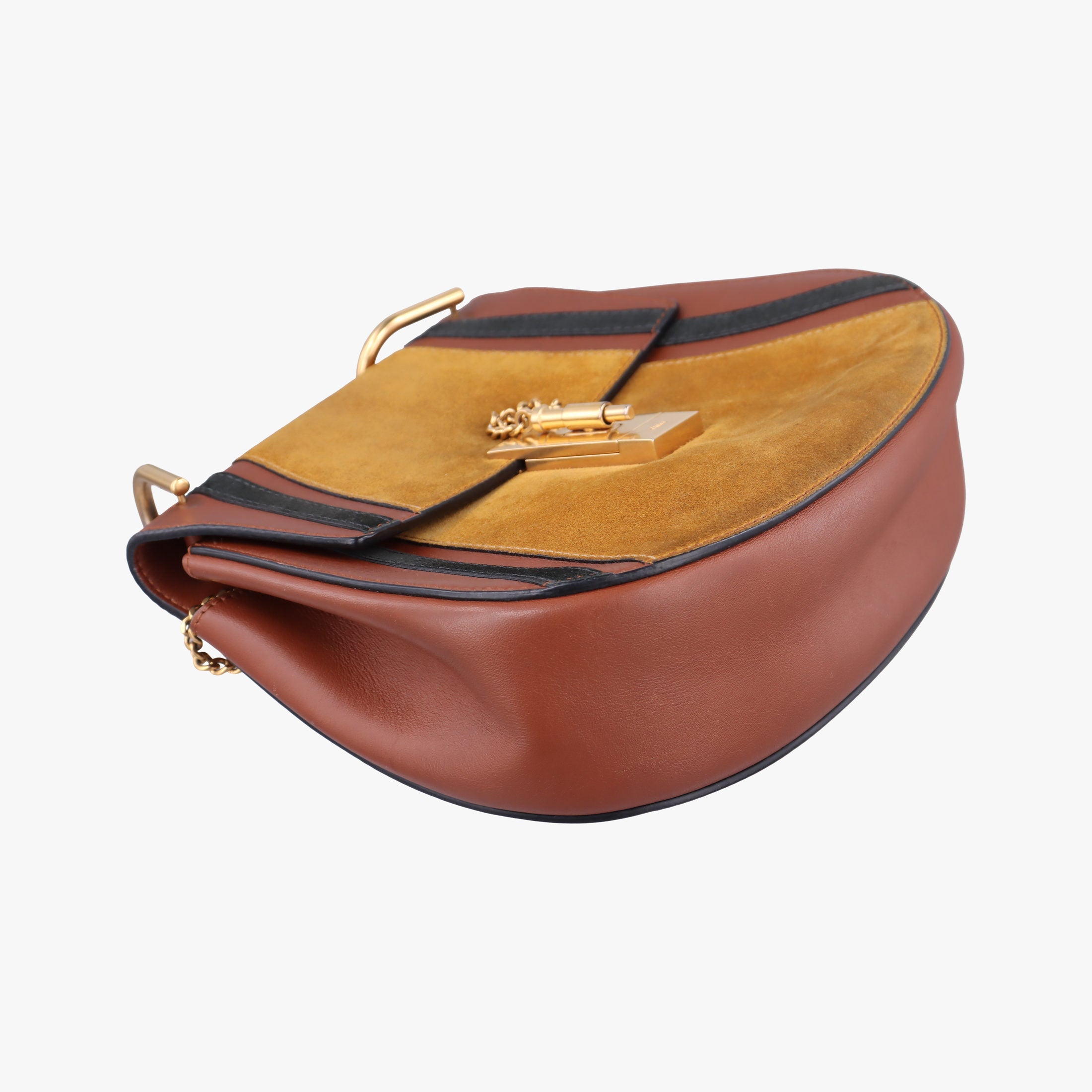 Vintage Chloe DREW Orange × Brown × Black Leather×suede  shoulderbag | stylenewstar