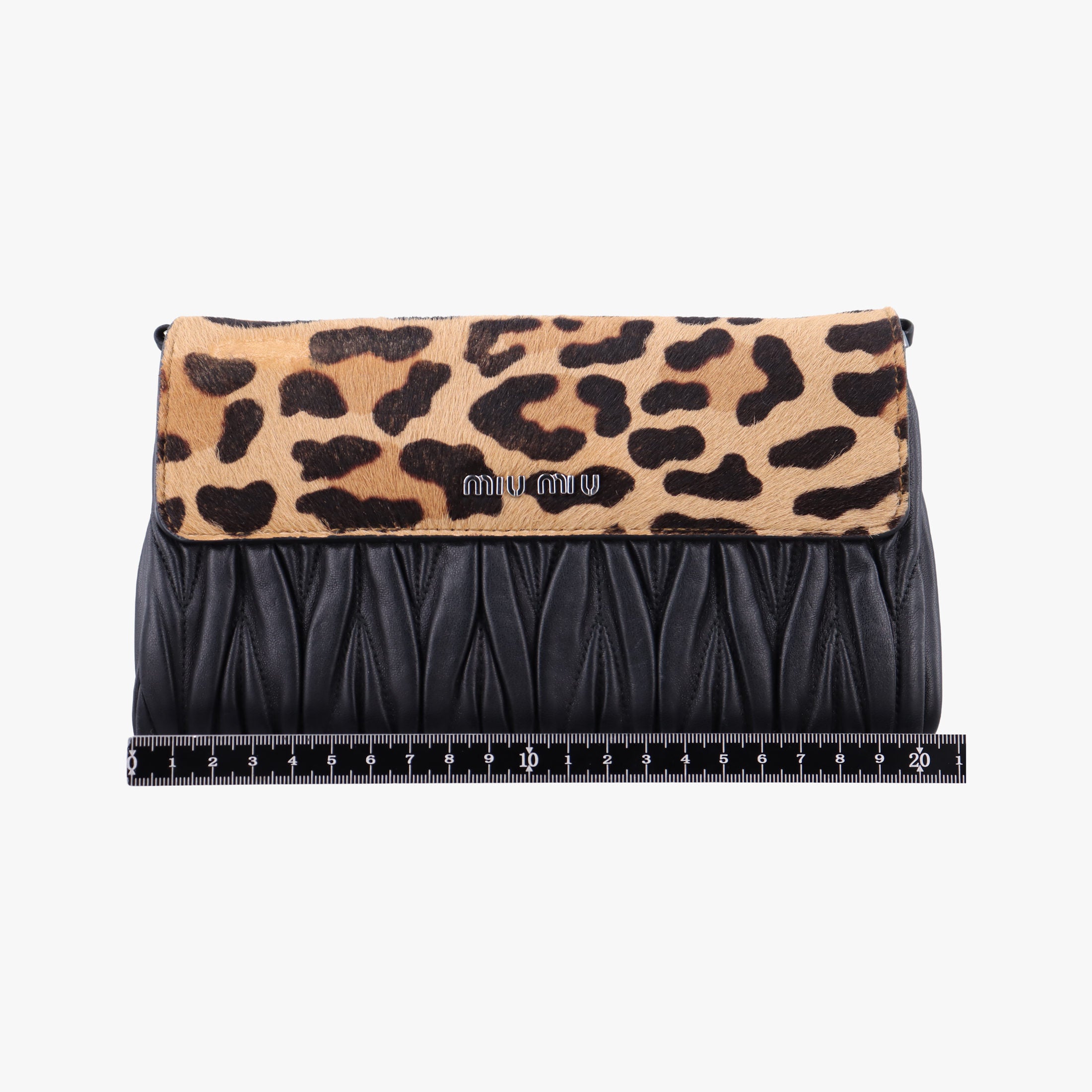 Pre-owned Miu Miu Leopard print Brown×Multicolour ponyhair×leather 1BD009 shoulderbag | stylenewstar