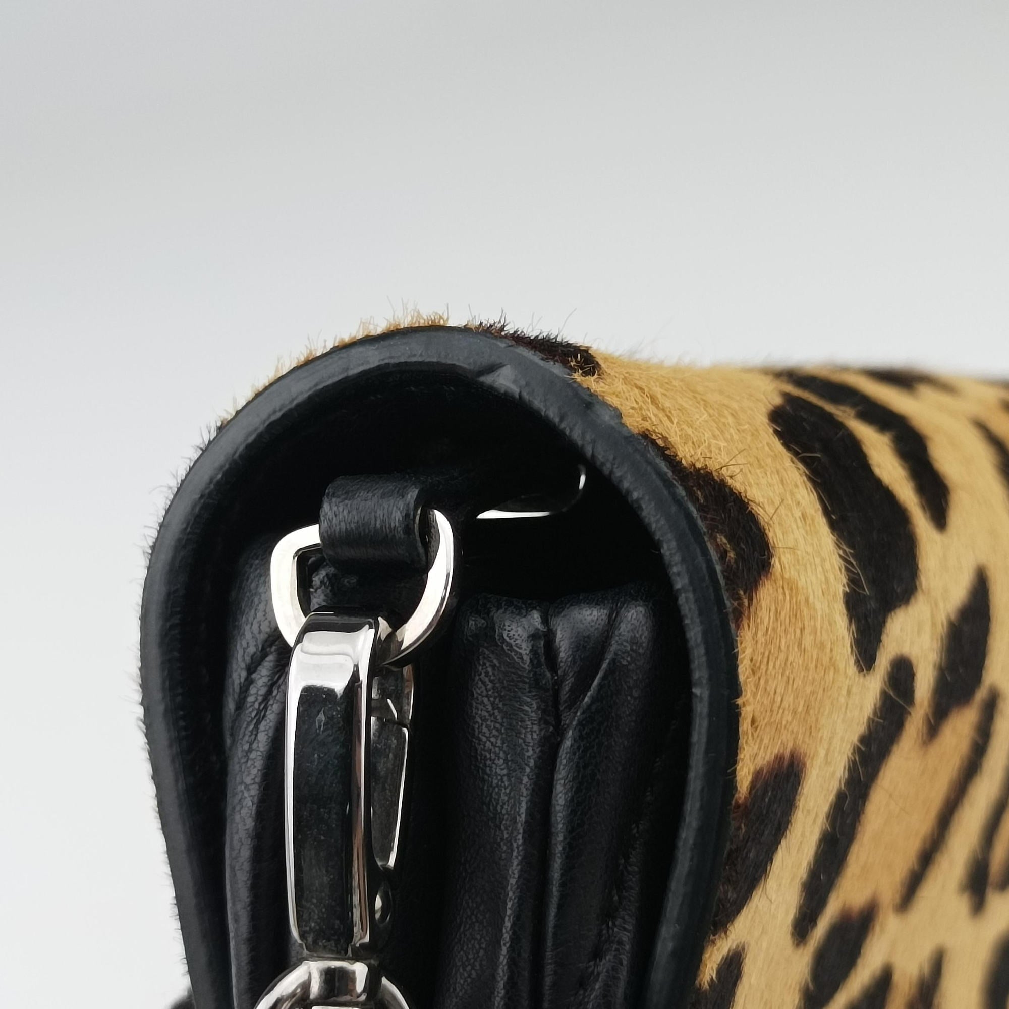 Pre-owned Miu Miu Leopard print Brown×Multicolour ponyhair×leather 1BD009 shoulderbag | stylenewstar