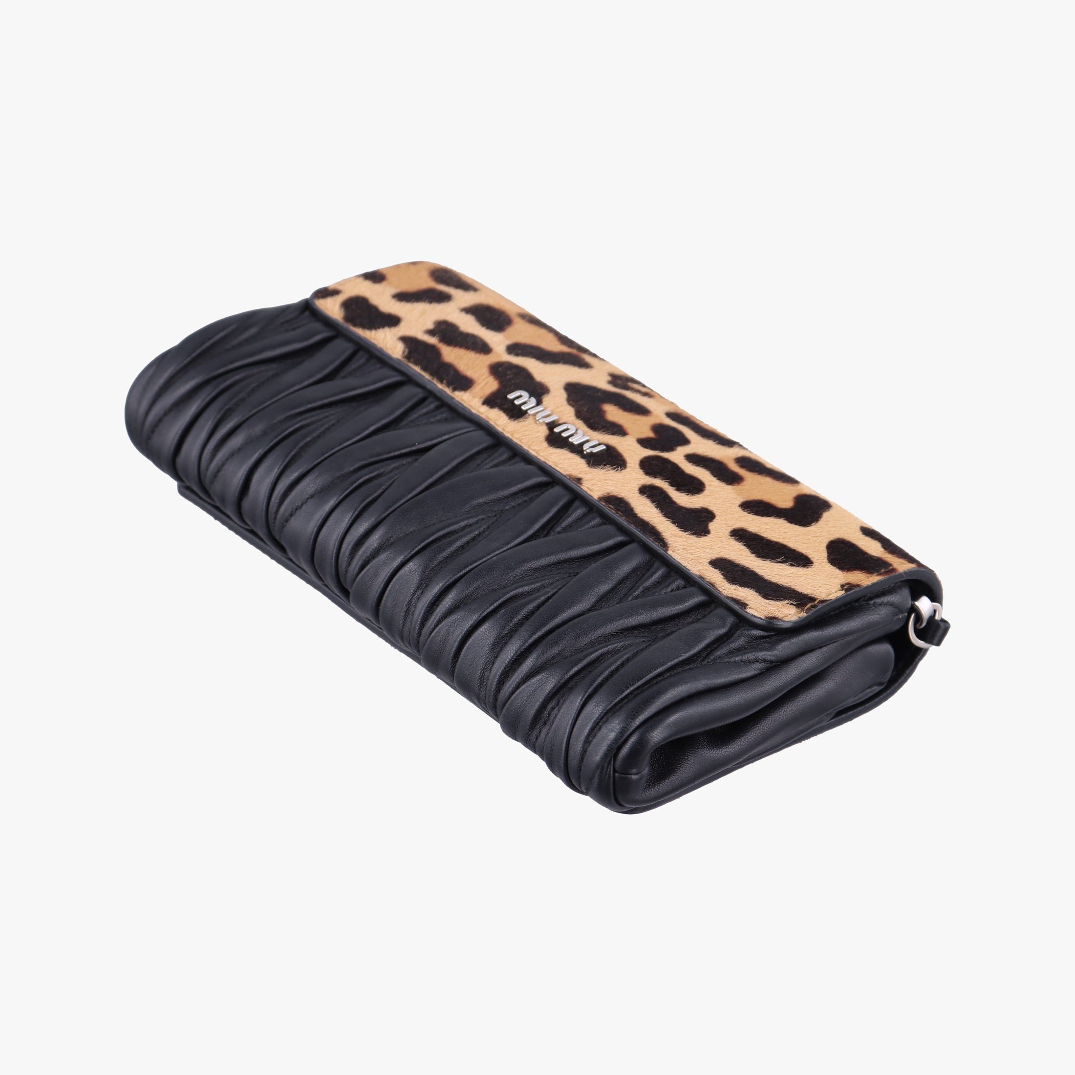 Pre-owned Miu Miu Leopard print Brown×Multicolour ponyhair×leather 1BD009 shoulderbag | stylenewstar