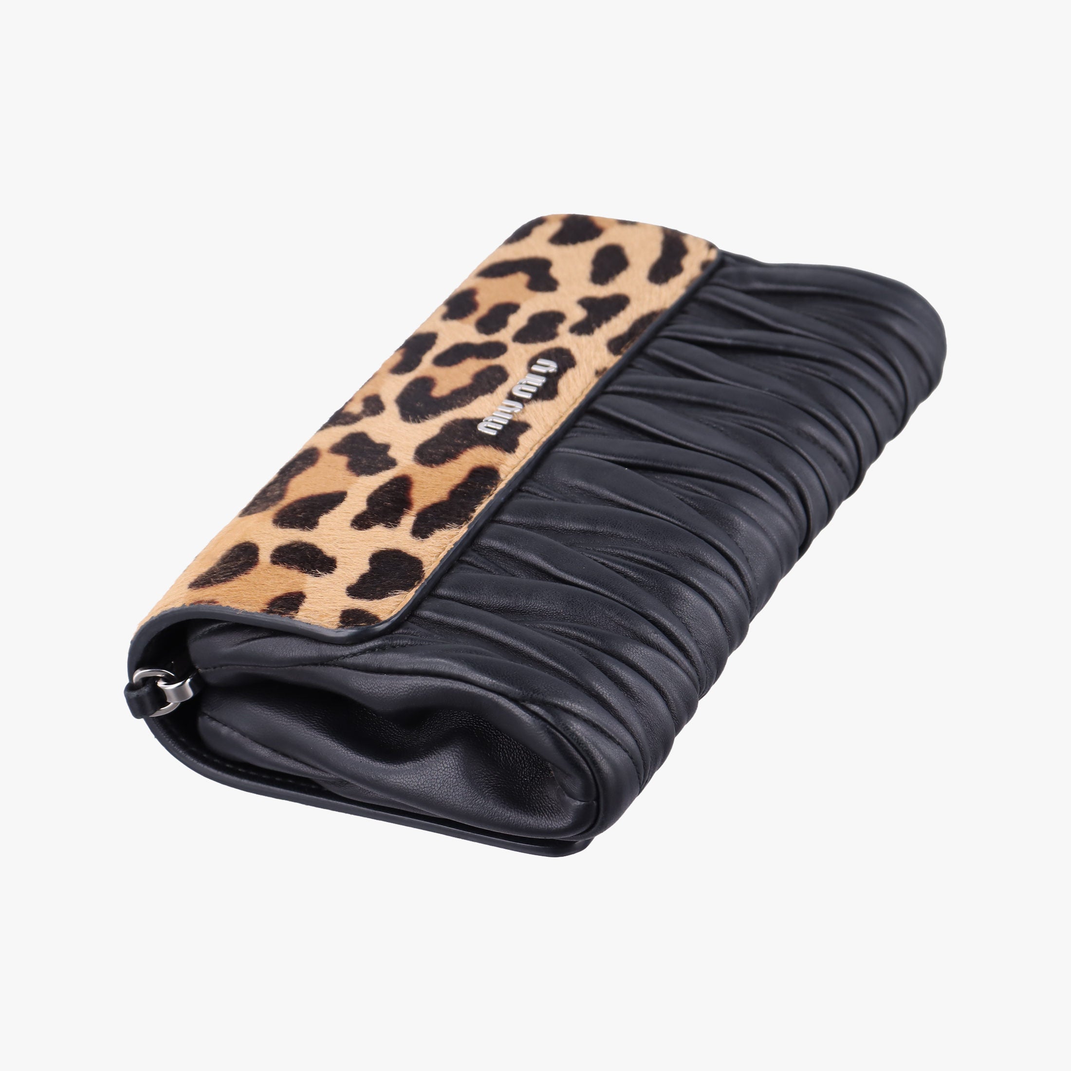 Pre-owned Miu Miu Leopard print Brown×Multicolour ponyhair×leather 1BD009 shoulderbag | stylenewstar