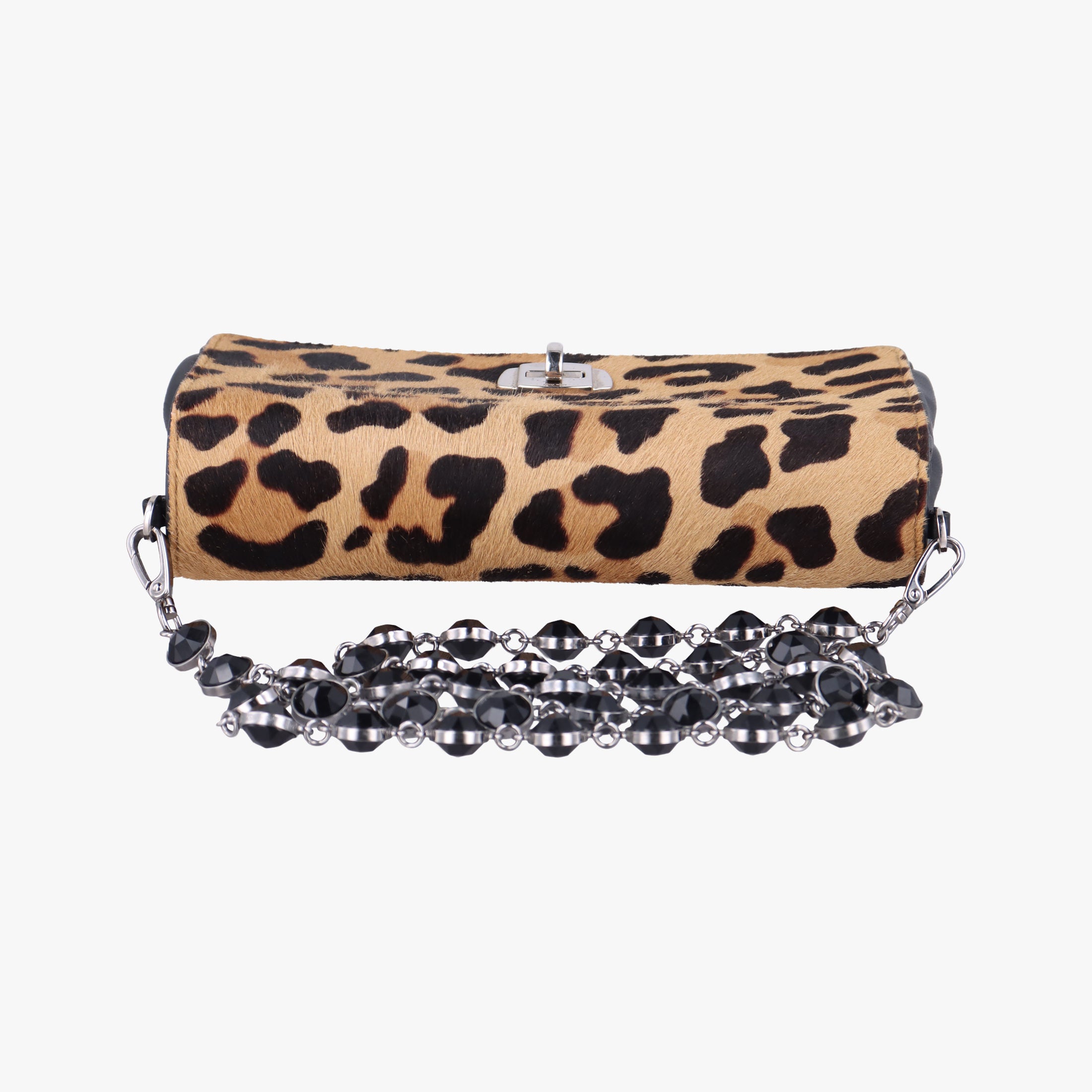 Pre-owned Miu Miu Leopard print Brown×Multicolour ponyhair×leather 1BD009 shoulderbag | stylenewstar