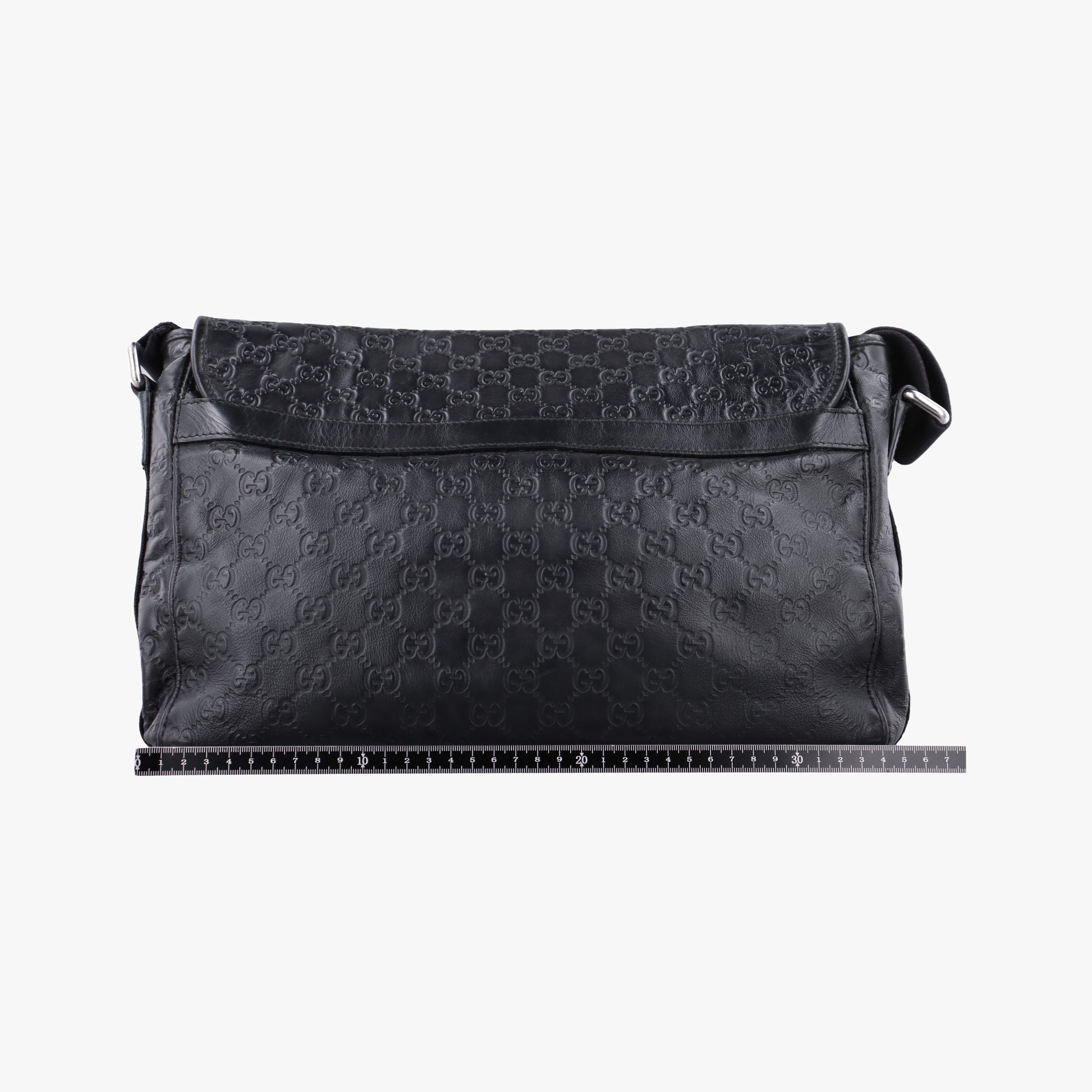 Pre-owned Gucci Guccissima Rubber Messenger Black Leather 246067 shoulderbag | stylenewstar