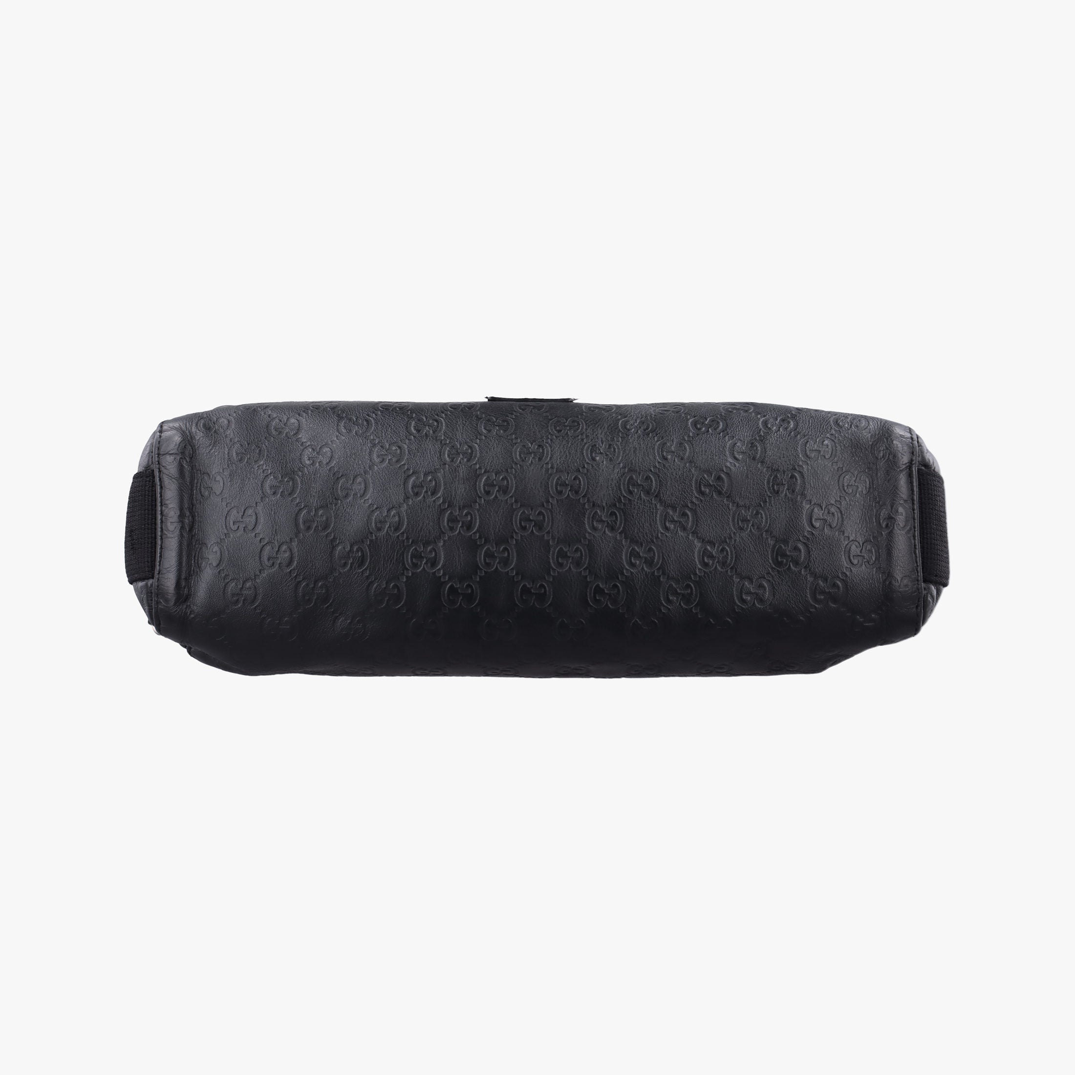 Pre-owned Gucci Guccissima Rubber Messenger Black Leather 246067 shoulderbag | stylenewstar