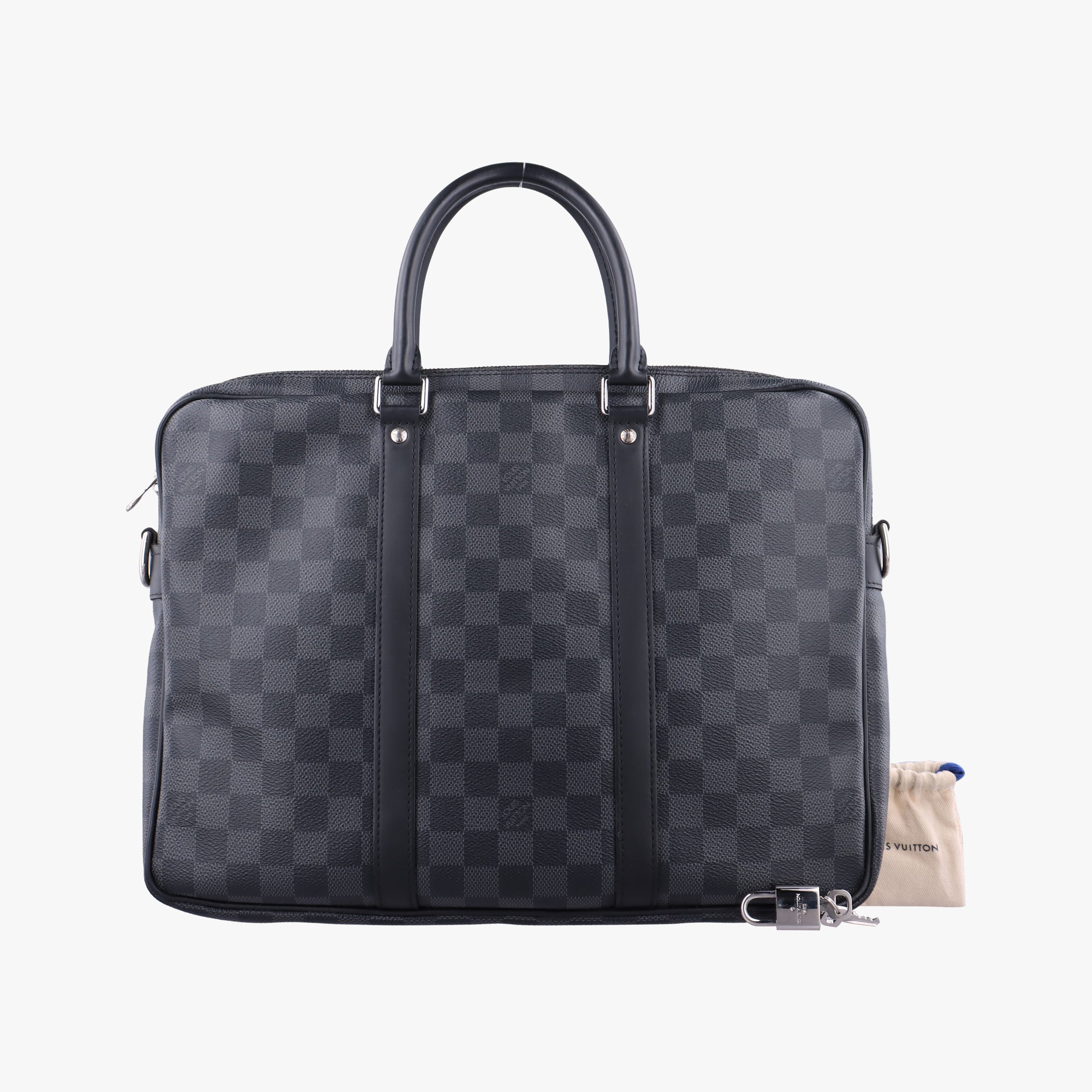 Pre-owned Louis Vuitton Porte Documents Voyage PM Noir Damier Graphite N41478 handbag | stylenewstar