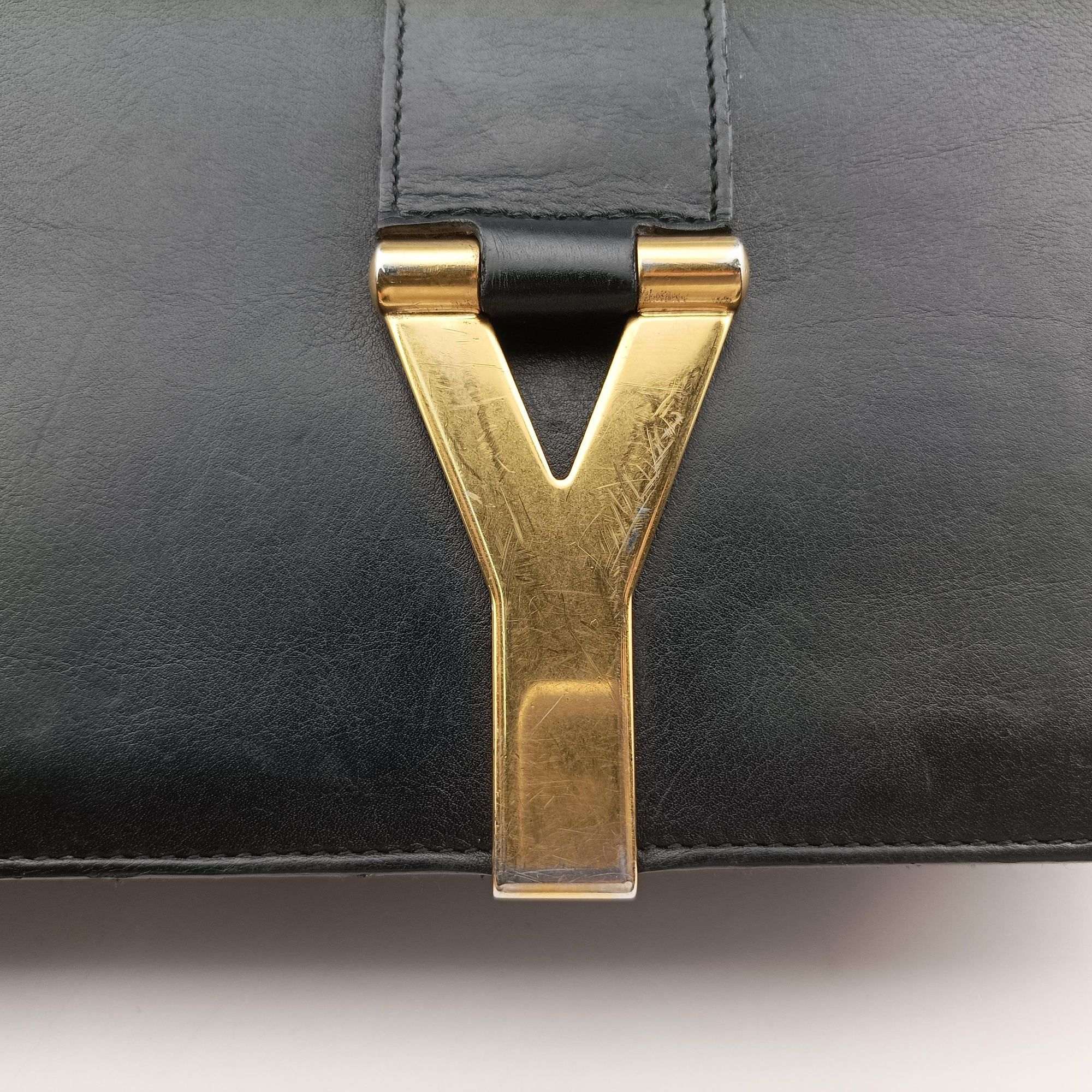 Pre-owned Yves Saint Laurent Y Ligne Black Leather 311214 shoulderbag | stylenewstar