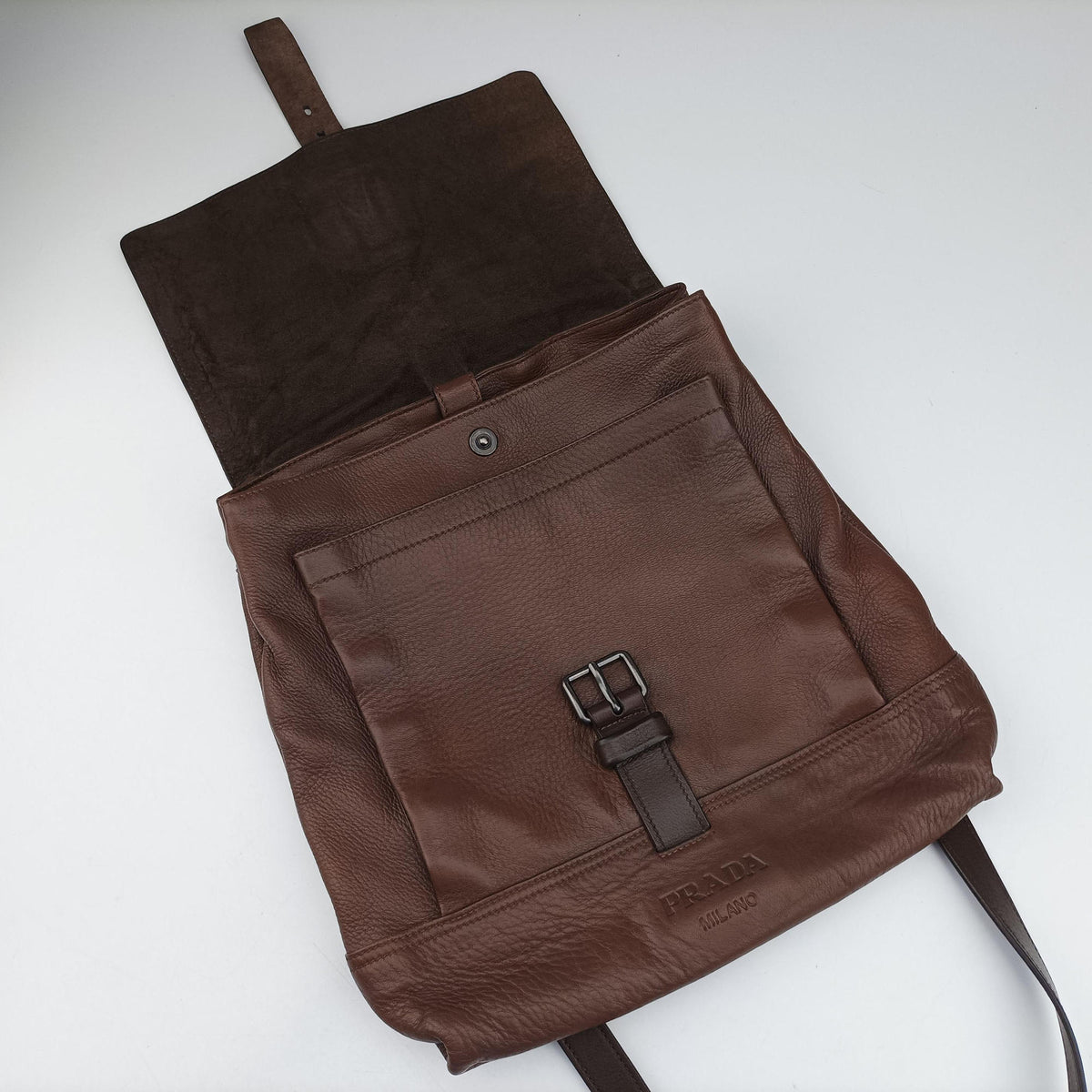 Pre-owned Prada Messenger Brown Leather VA0820 shoulderbag | stylenewstar