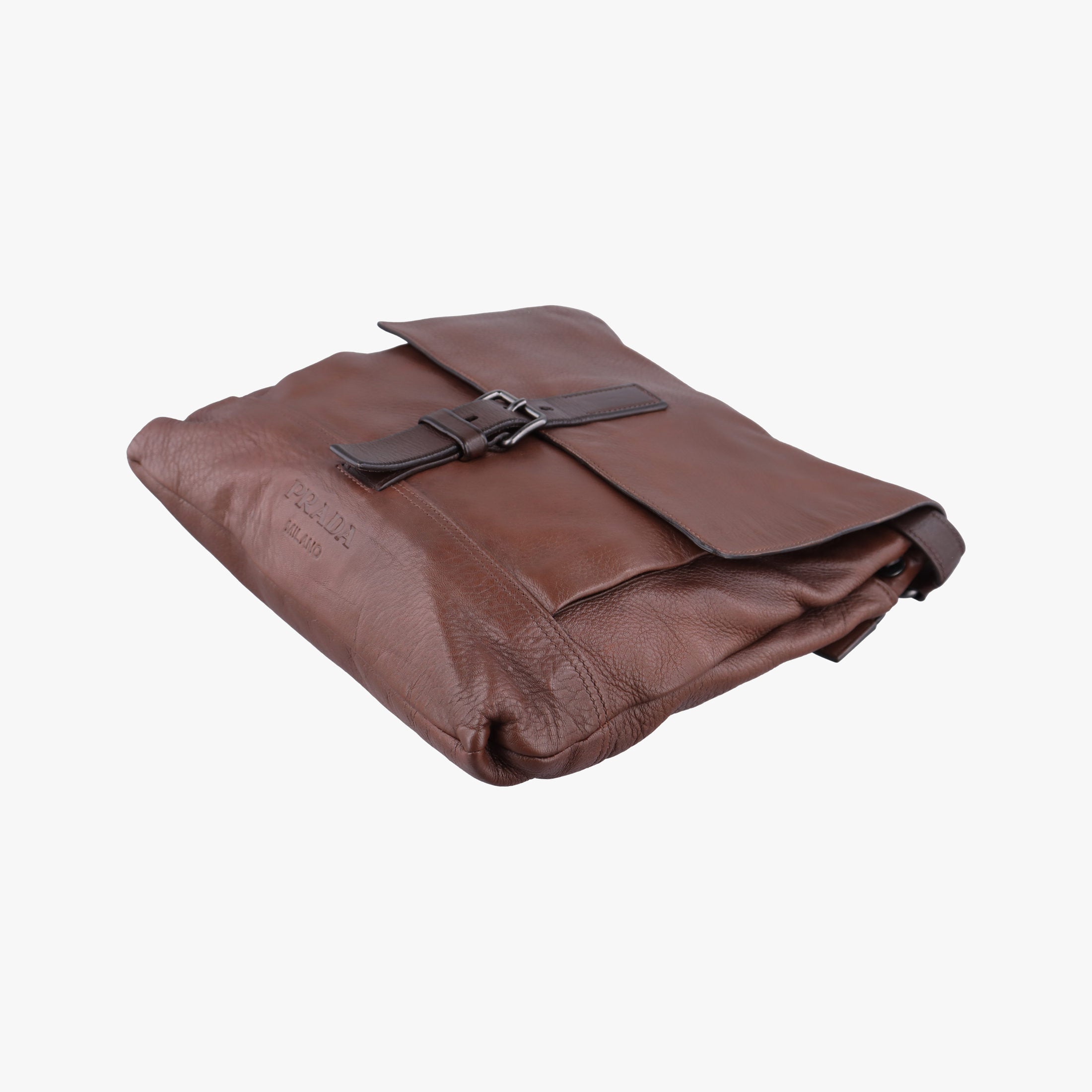 Pre-owned Prada Messenger Brown Leather VA0820 shoulderbag | stylenewstar
