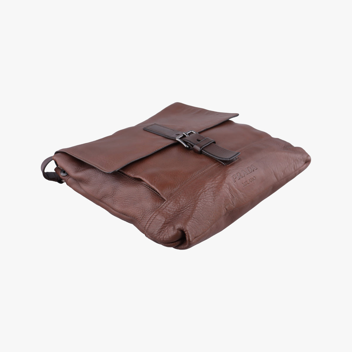 Pre-owned Prada Messenger Brown Leather VA0820 shoulderbag | stylenewstar