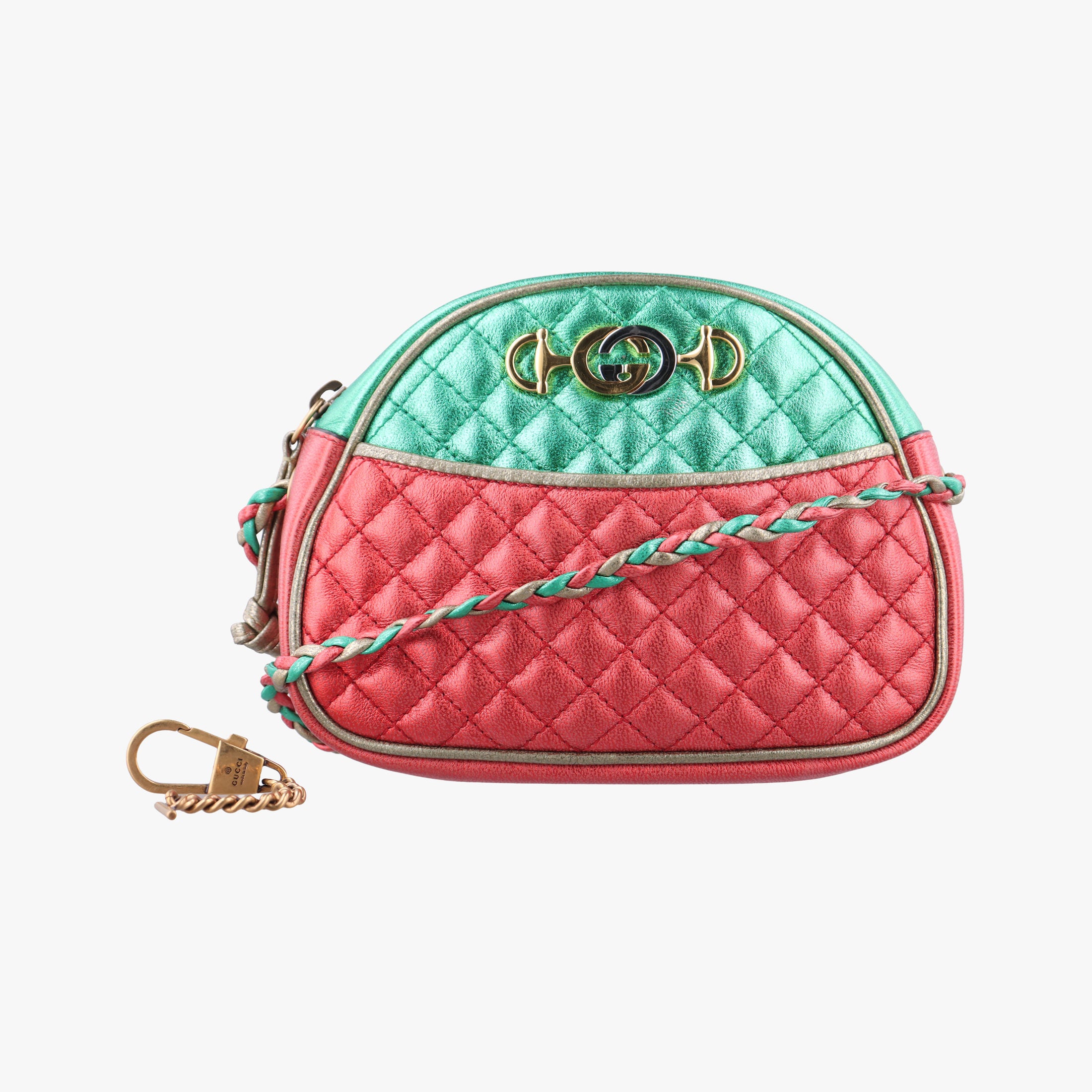 Pre-owned Gucci Laminate Red×Green Leather 534951 shoulderbag | stylenewstar
