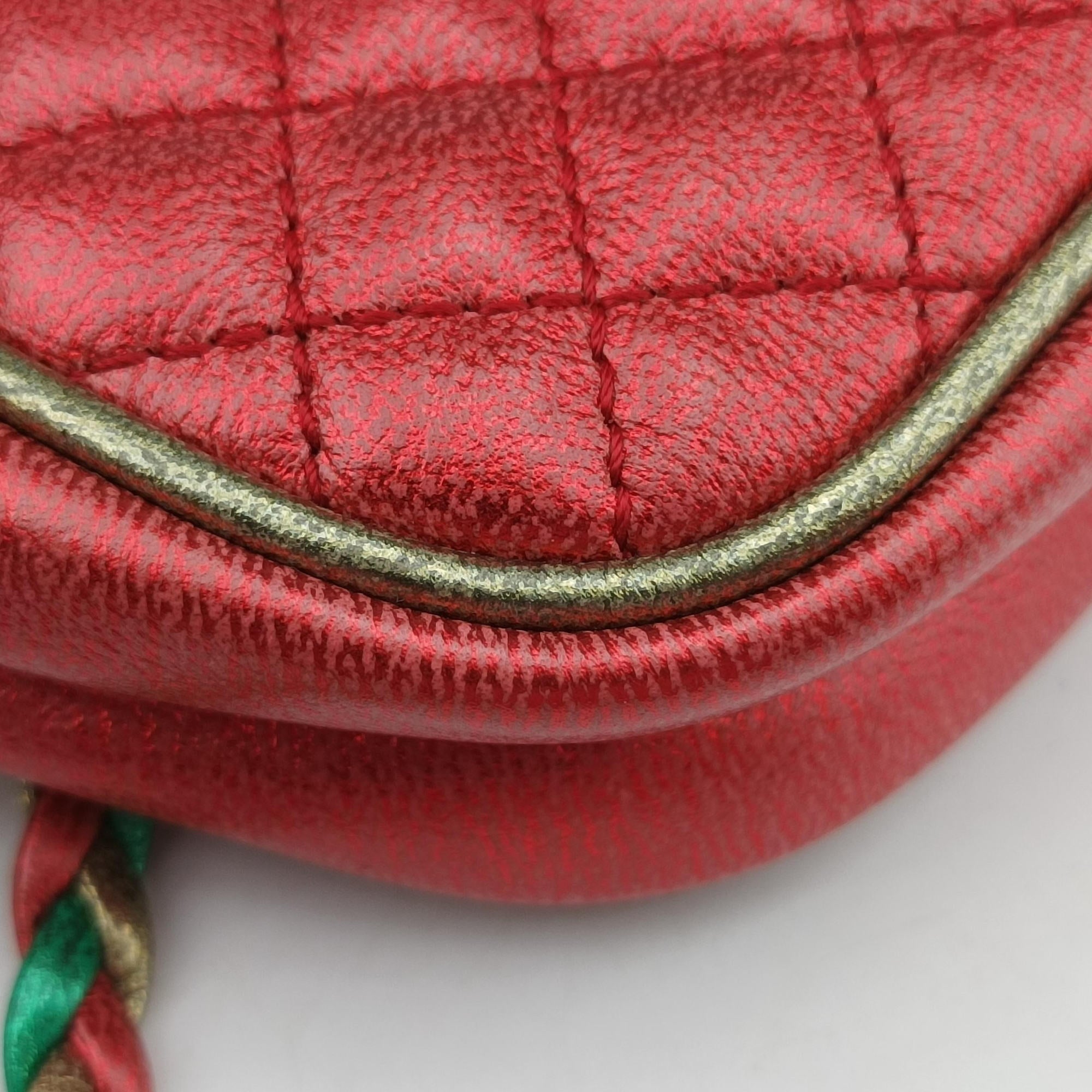 Pre-owned Gucci Laminate Red×Green Leather 534951 shoulderbag | stylenewstar