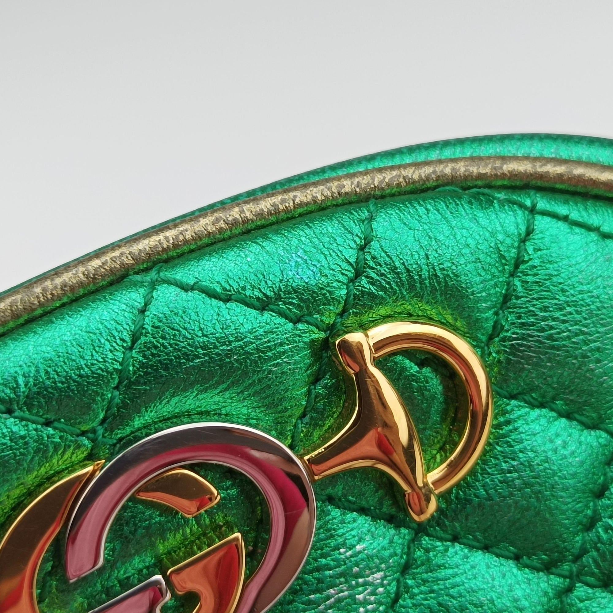 Pre-owned Gucci Laminate Red×Green Leather 534951 shoulderbag | stylenewstar