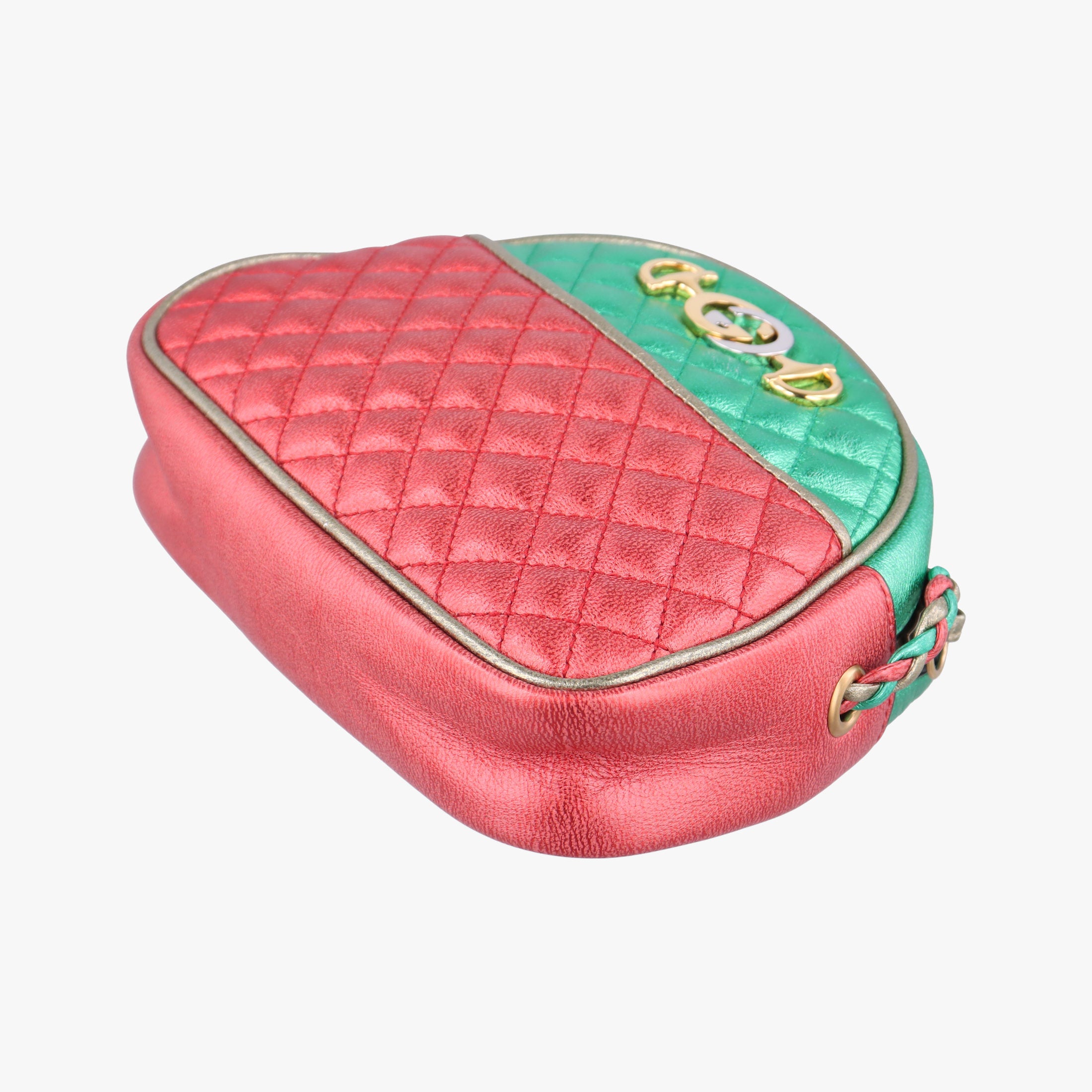 Pre-owned Gucci Laminate Red×Green Leather 534951 shoulderbag | stylenewstar