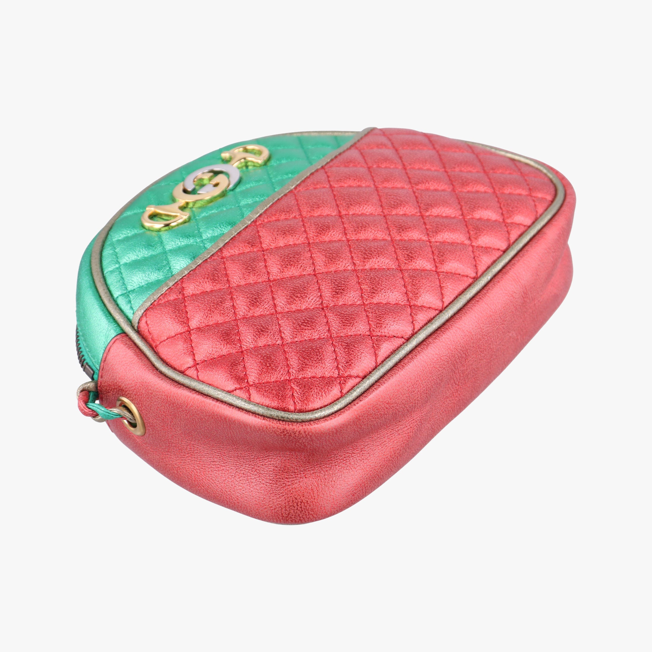 Pre-owned Gucci Laminate Red×Green Leather 534951 shoulderbag | stylenewstar