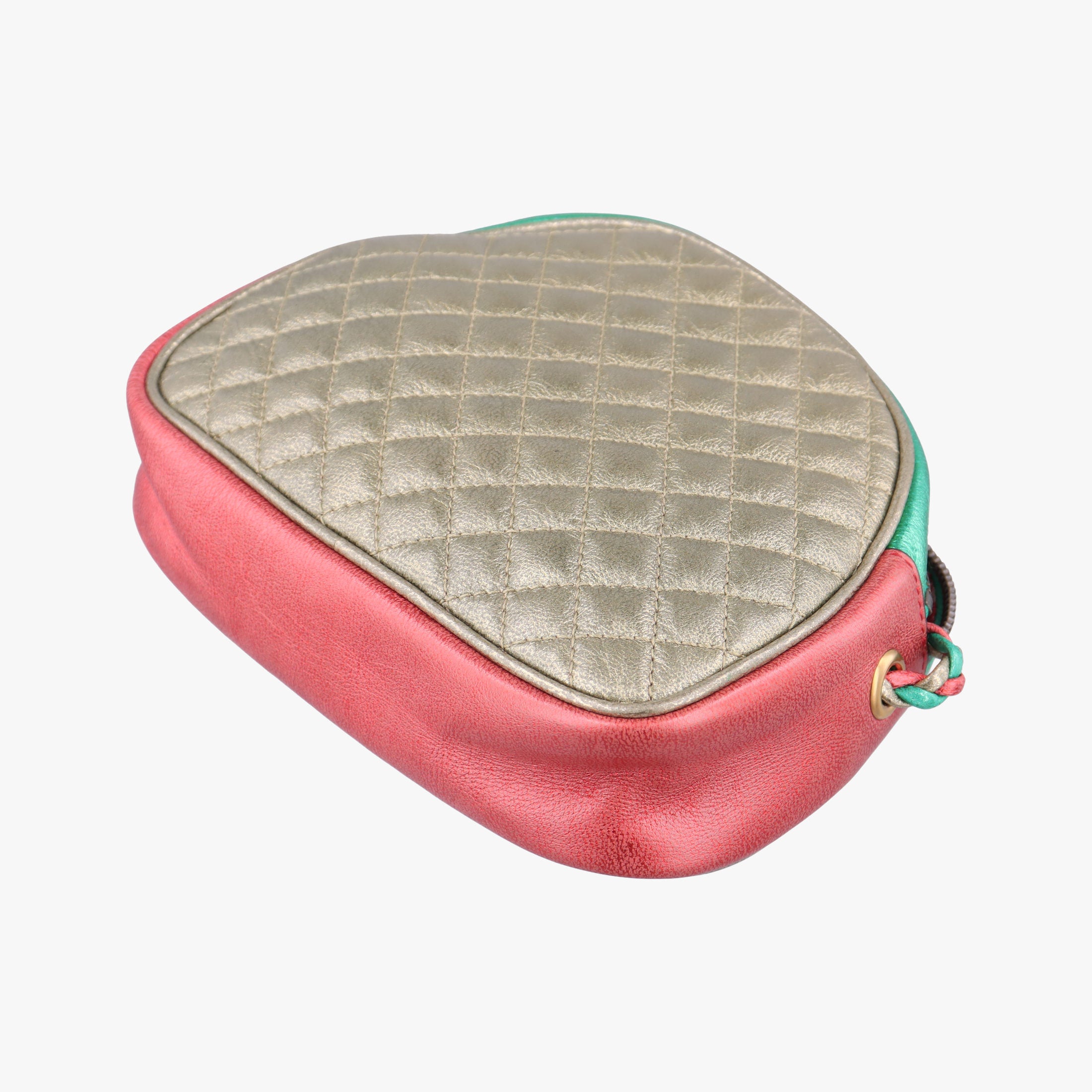 Pre-owned Gucci Laminate Red×Green Leather 534951 shoulderbag | stylenewstar