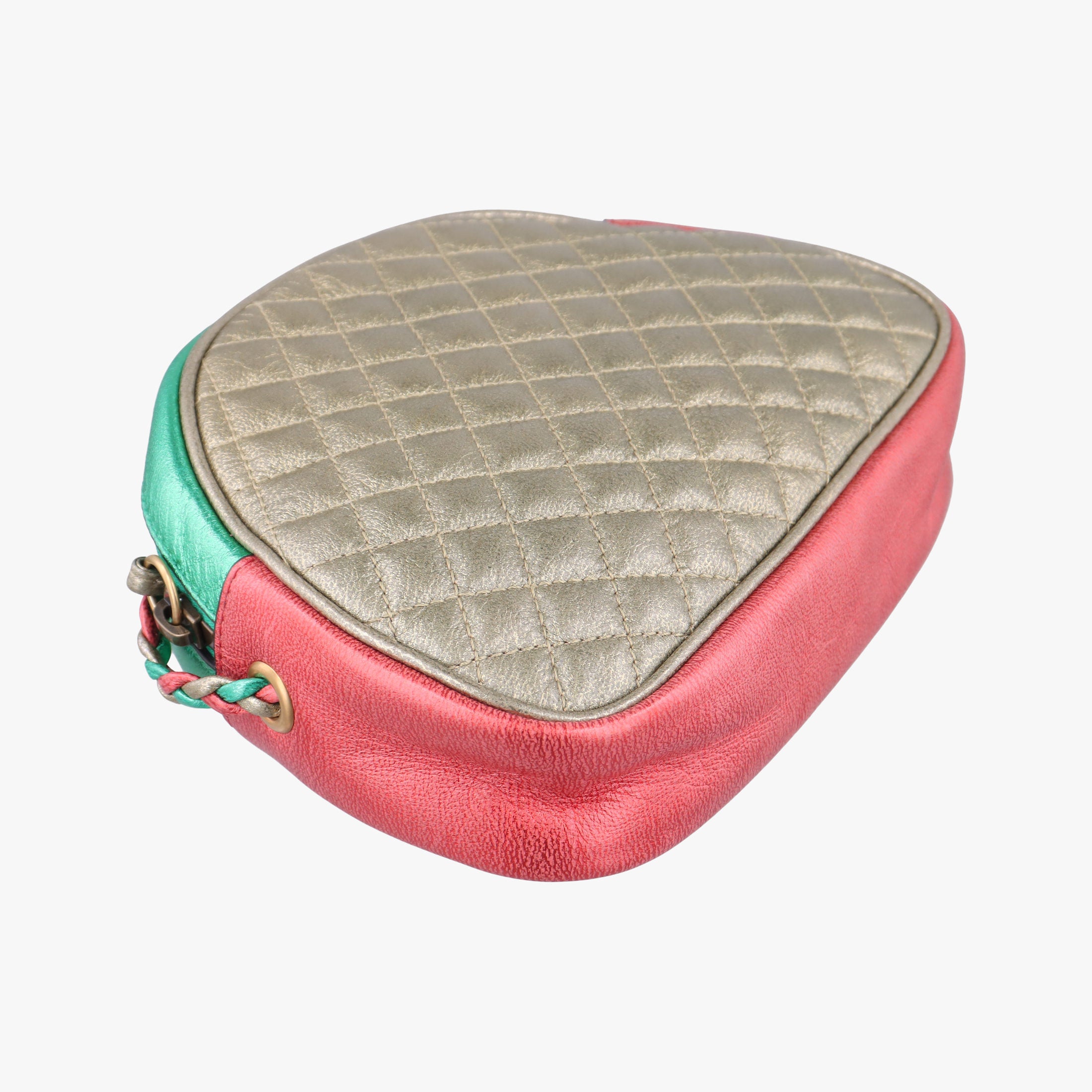 Pre-owned Gucci Laminate Red×Green Leather 534951 shoulderbag | stylenewstar