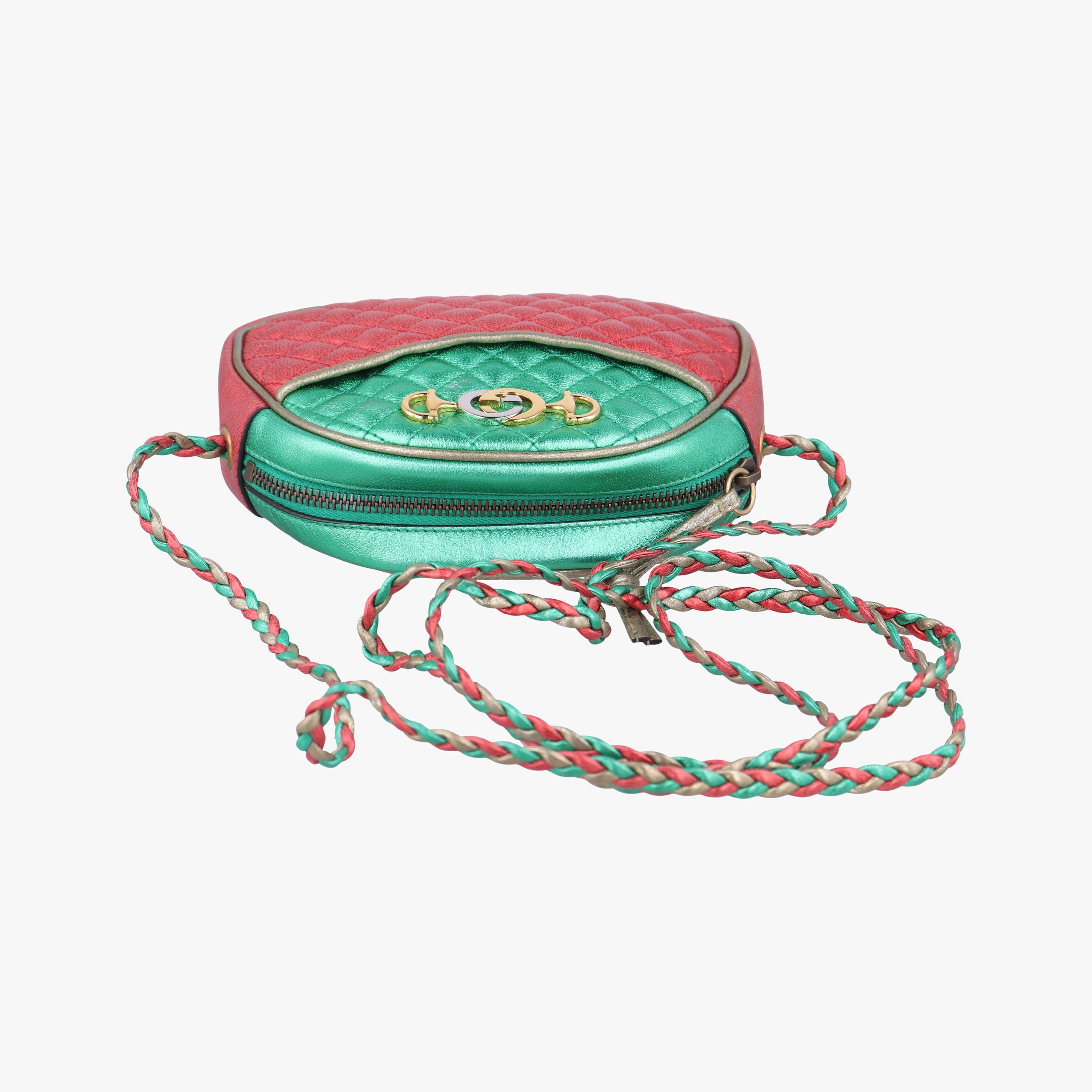 Pre-owned Gucci Laminate Red×Green Leather 534951 shoulderbag | stylenewstar