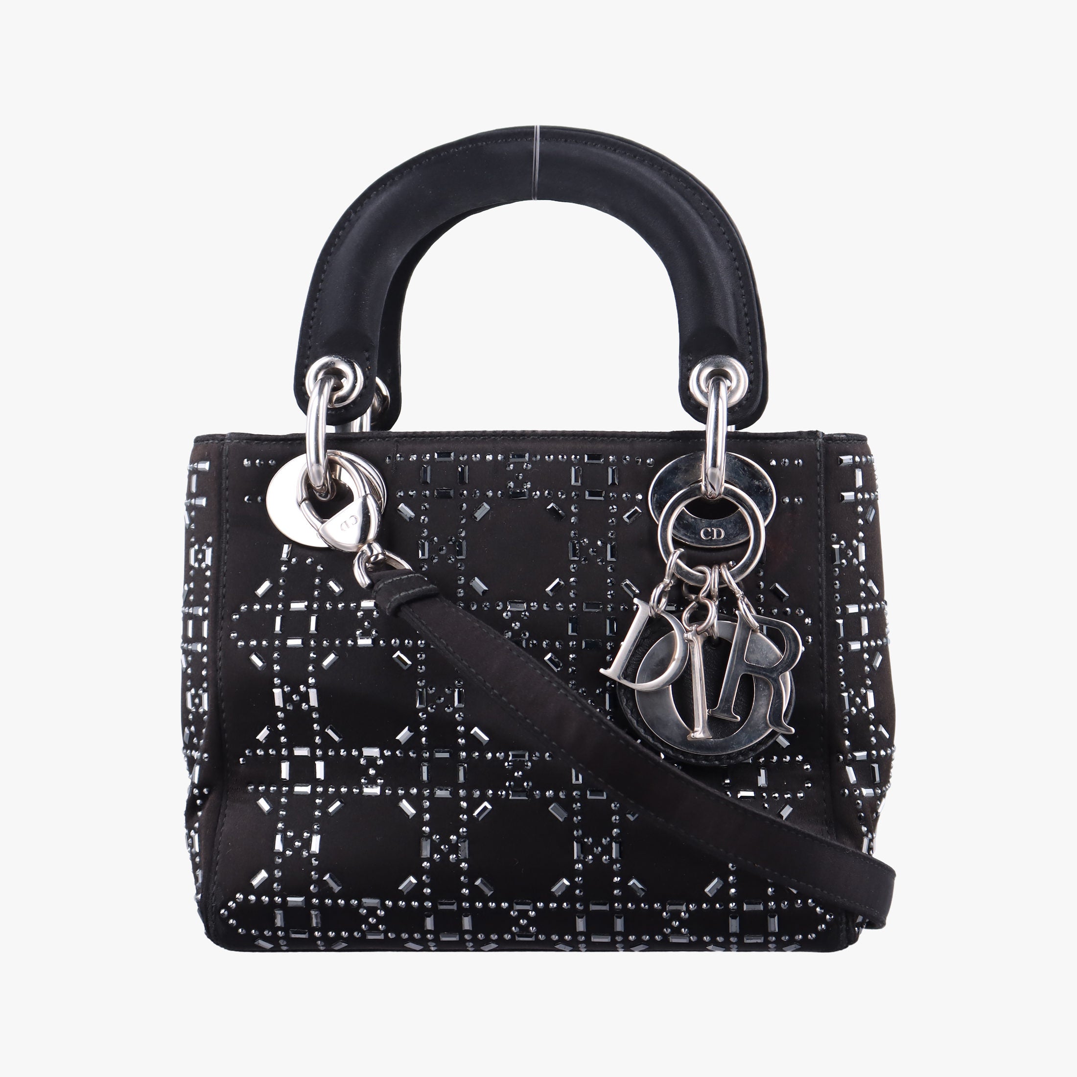Pre-owned Christian Dior Lady Dior Black Silk  shoulderbag | stylenewstar