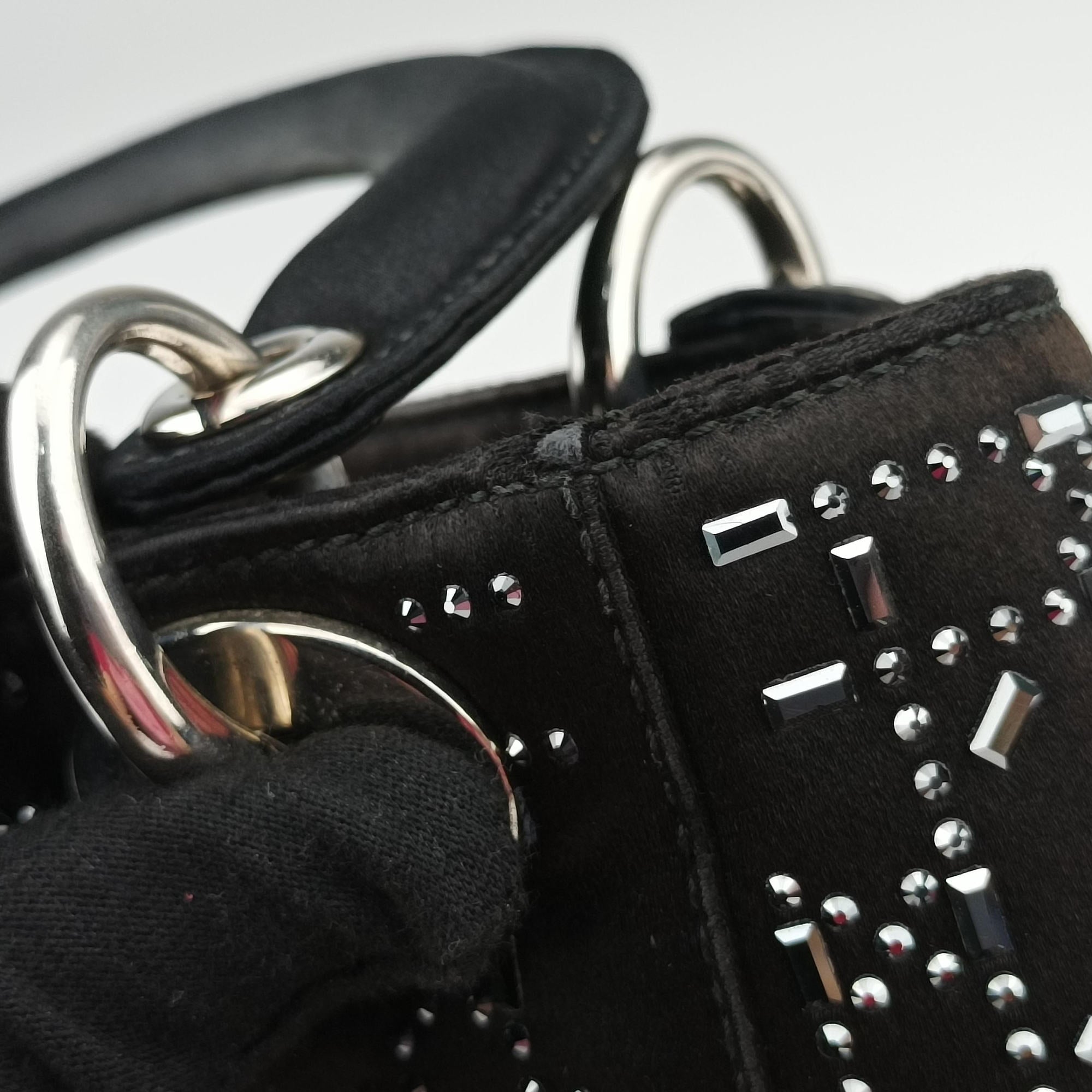 Pre-owned Christian Dior Lady Dior Black Silk  shoulderbag | stylenewstar