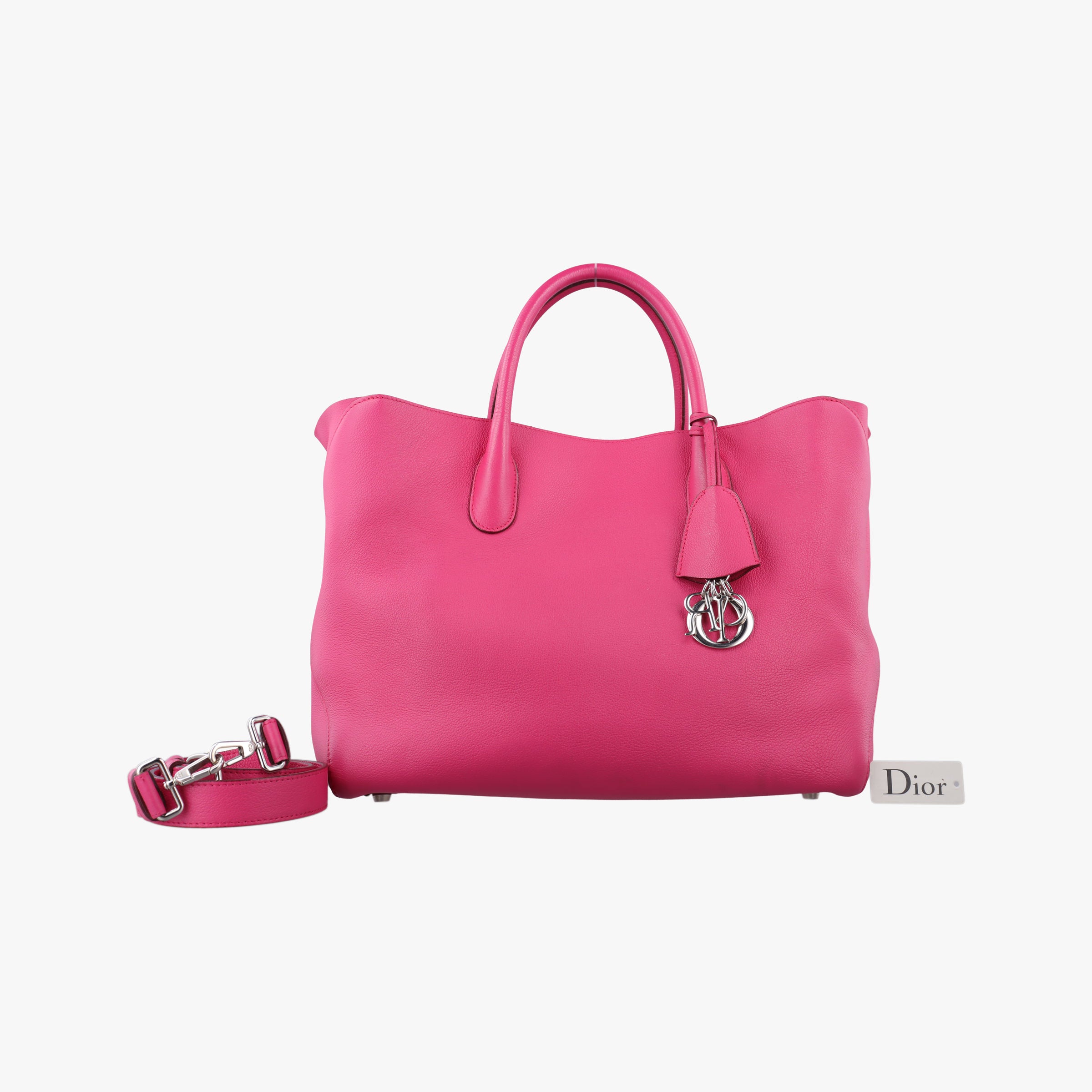 Pre-owned Christian Dior Open Bar Tote Pink Leather  shoulderbag | stylenewstar