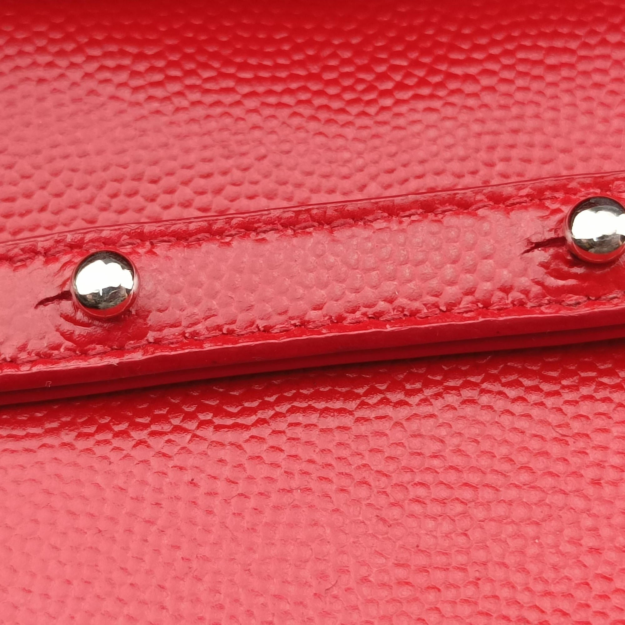 Pre-owned Yves Saint Laurent MONOGRAM Red Caviar Skin 377828 shoulderbag | stylenewstar