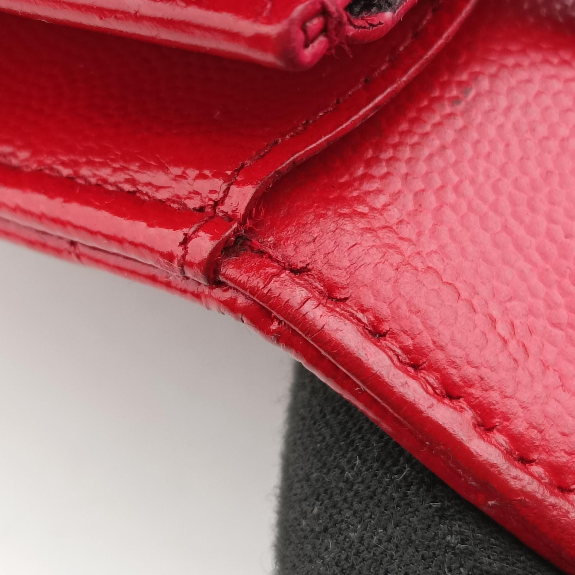 Pre-owned Yves Saint Laurent MONOGRAM Red Caviar Skin 377828 shoulderbag | stylenewstar