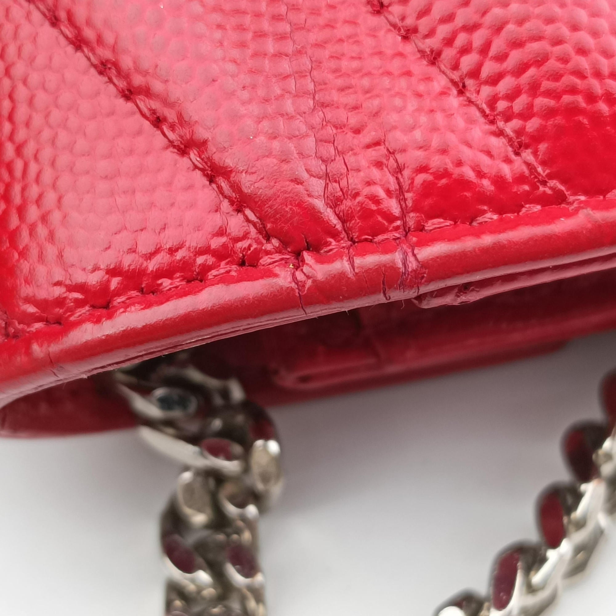 Pre-owned Yves Saint Laurent MONOGRAM Red Caviar Skin 377828 shoulderbag | stylenewstar