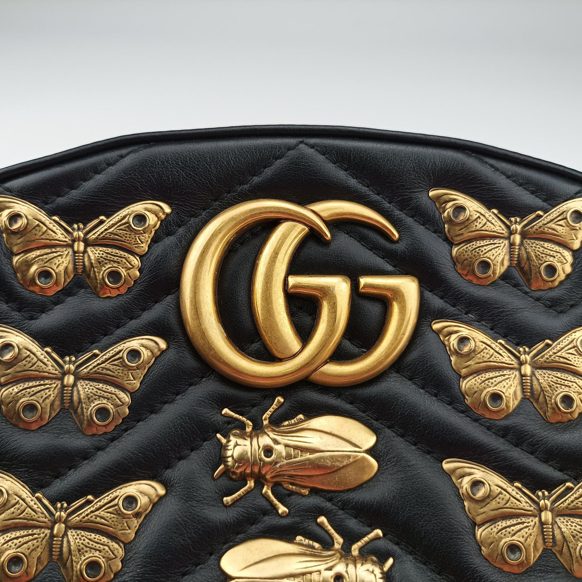 Vintage Gucci GG Marmont Animalier Black Leather 491294 clutchbag | stylenewstar