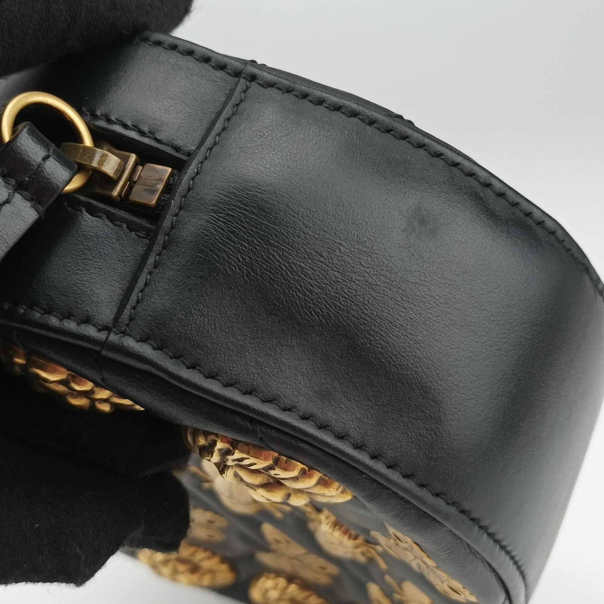 Vintage Gucci GG Marmont Animalier Black Leather 491294 clutchbag | stylenewstar