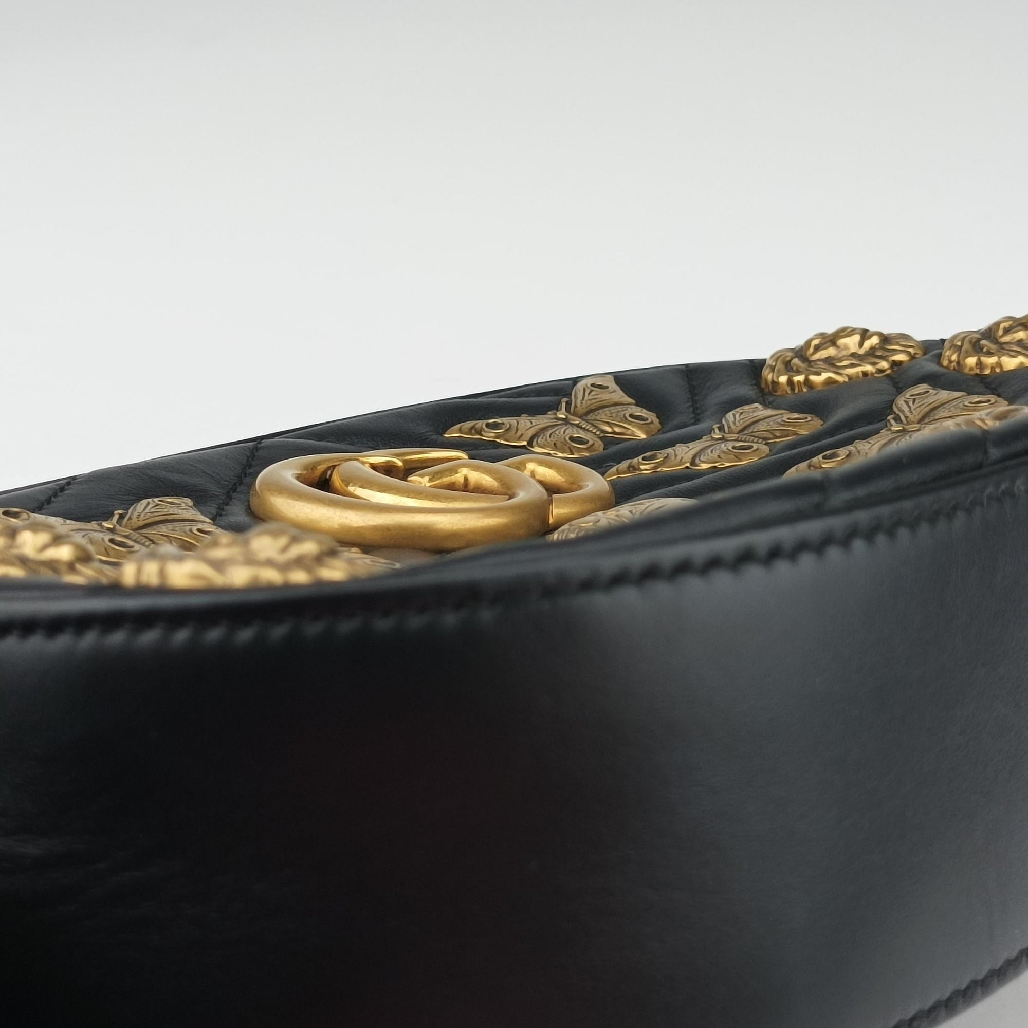 Vintage Gucci GG Marmont Animalier Black Leather 491294 clutchbag | stylenewstar