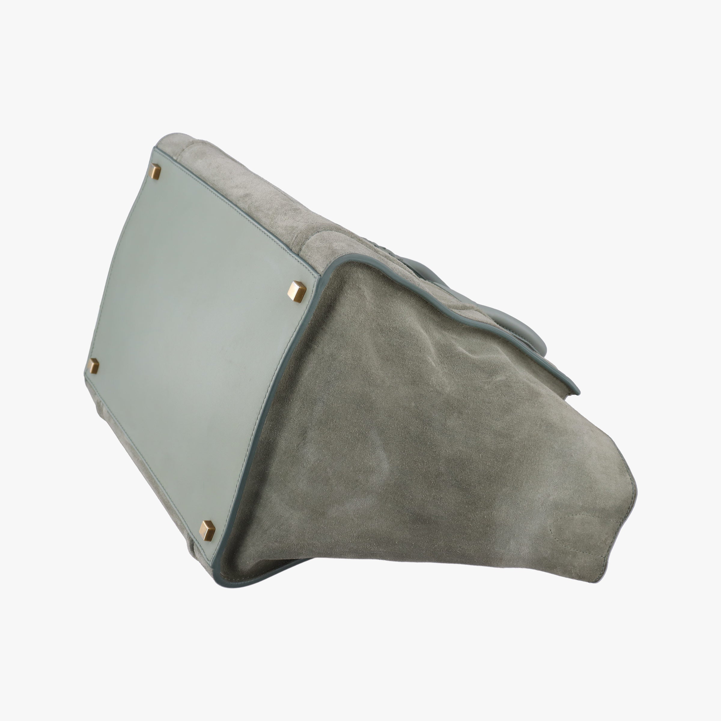 Vintage Celine Luggage Small Square Phantom GreenGrey Suede  handbag | stylenewstar