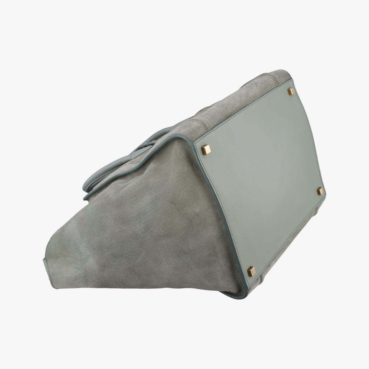 Vintage Celine Luggage Small Square Phantom GreenGrey Suede  handbag | stylenewstar