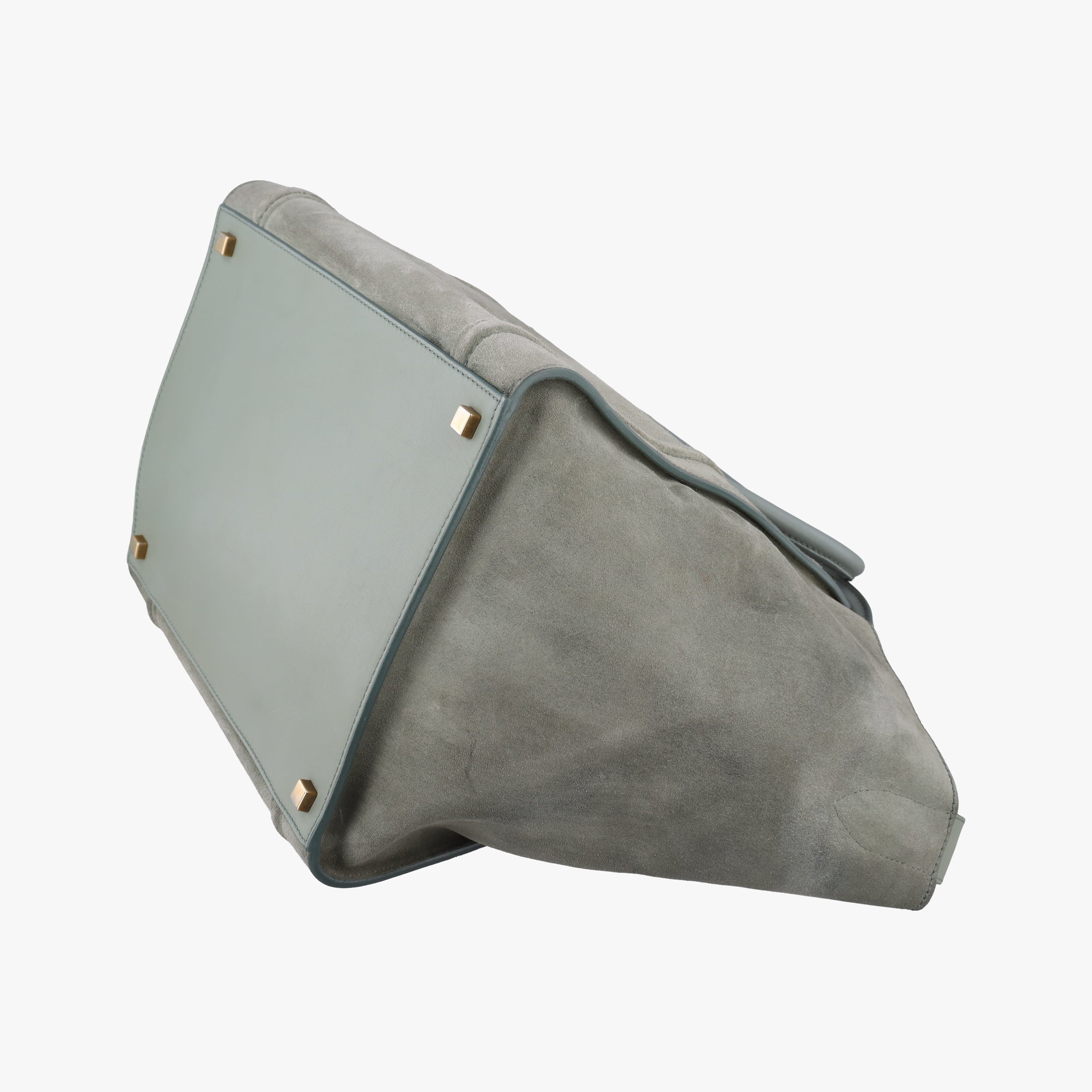 Vintage Celine Luggage Small Square Phantom GreenGrey Suede  handbag | stylenewstar