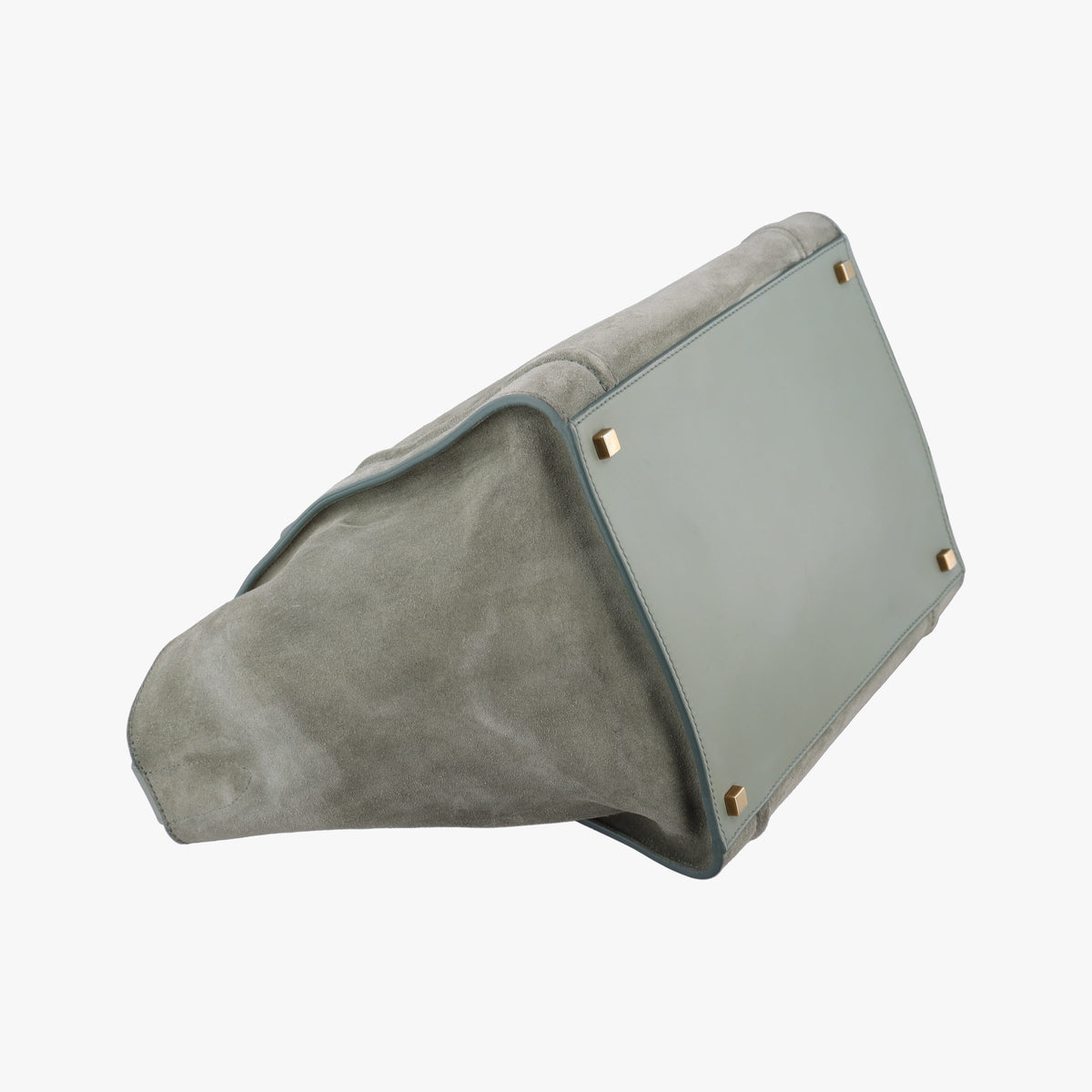 Vintage Celine Luggage Small Square Phantom GreenGrey Suede  handbag | stylenewstar