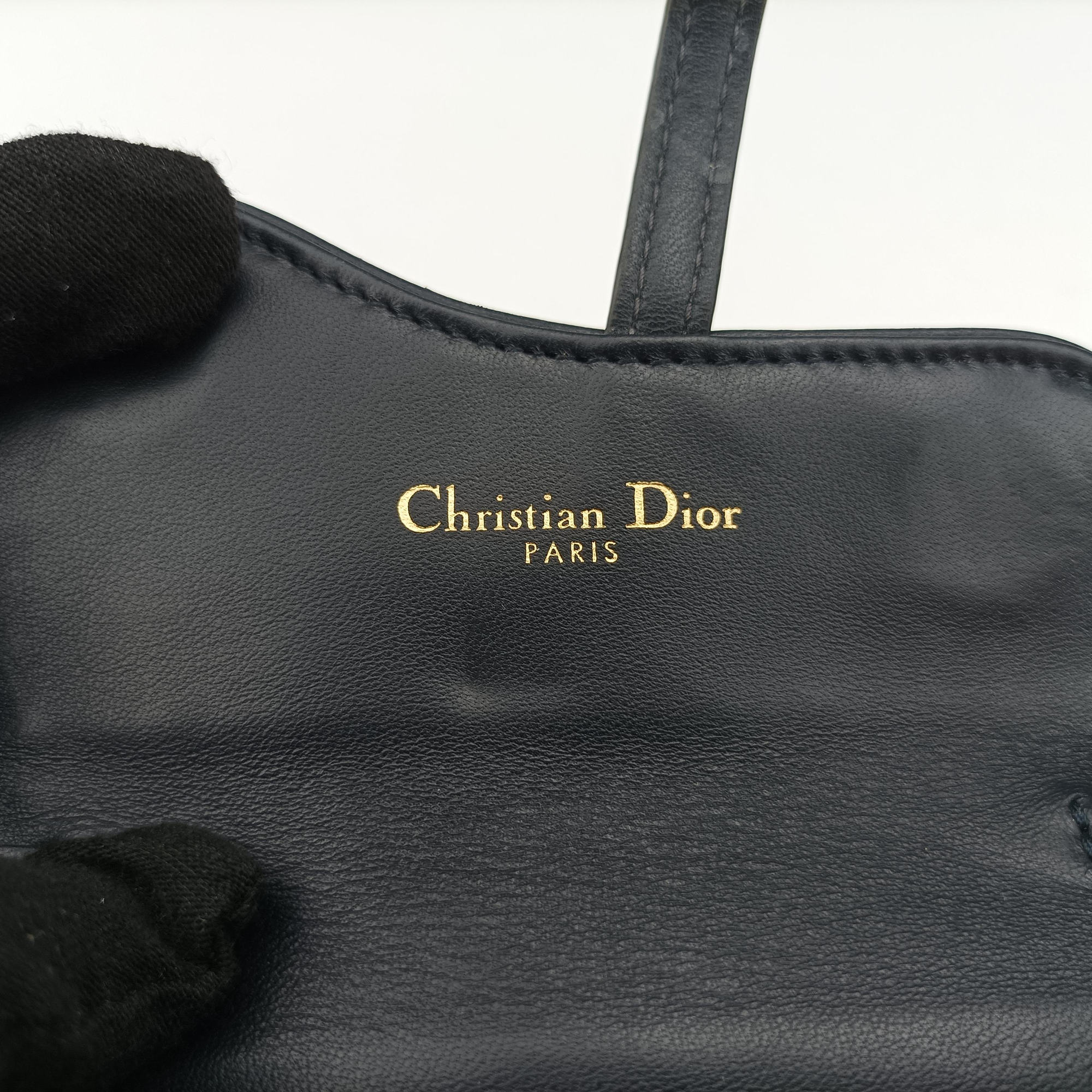 Pre-owned Christian Dior Saddle Navy×Gray jacquard  shoulderbag | stylenewstar