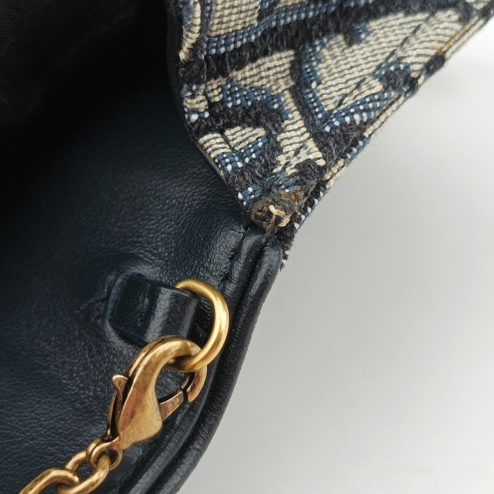 Pre-owned Christian Dior Saddle Navy×Gray jacquard  shoulderbag | stylenewstar