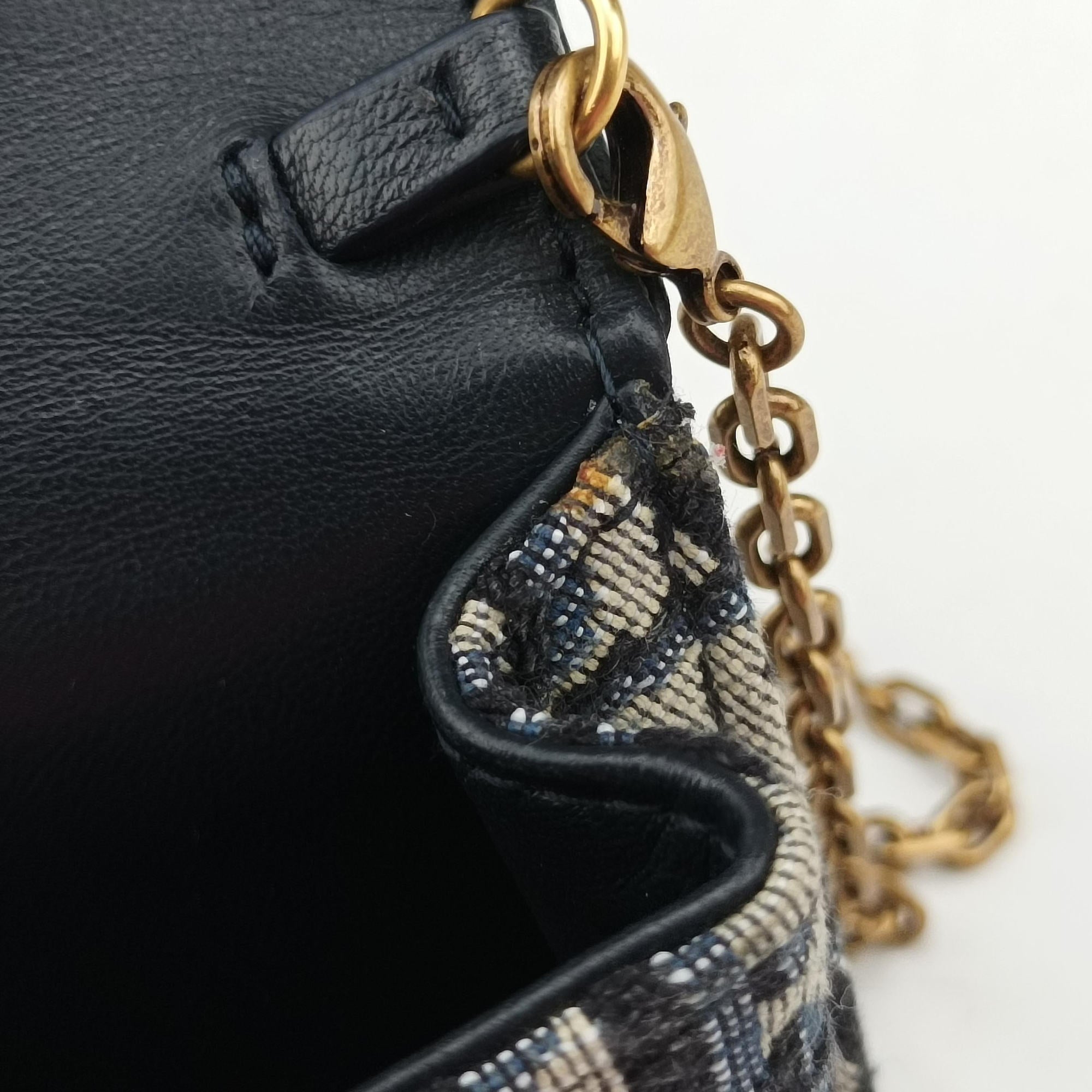Pre-owned Christian Dior Saddle Navy×Gray jacquard  shoulderbag | stylenewstar